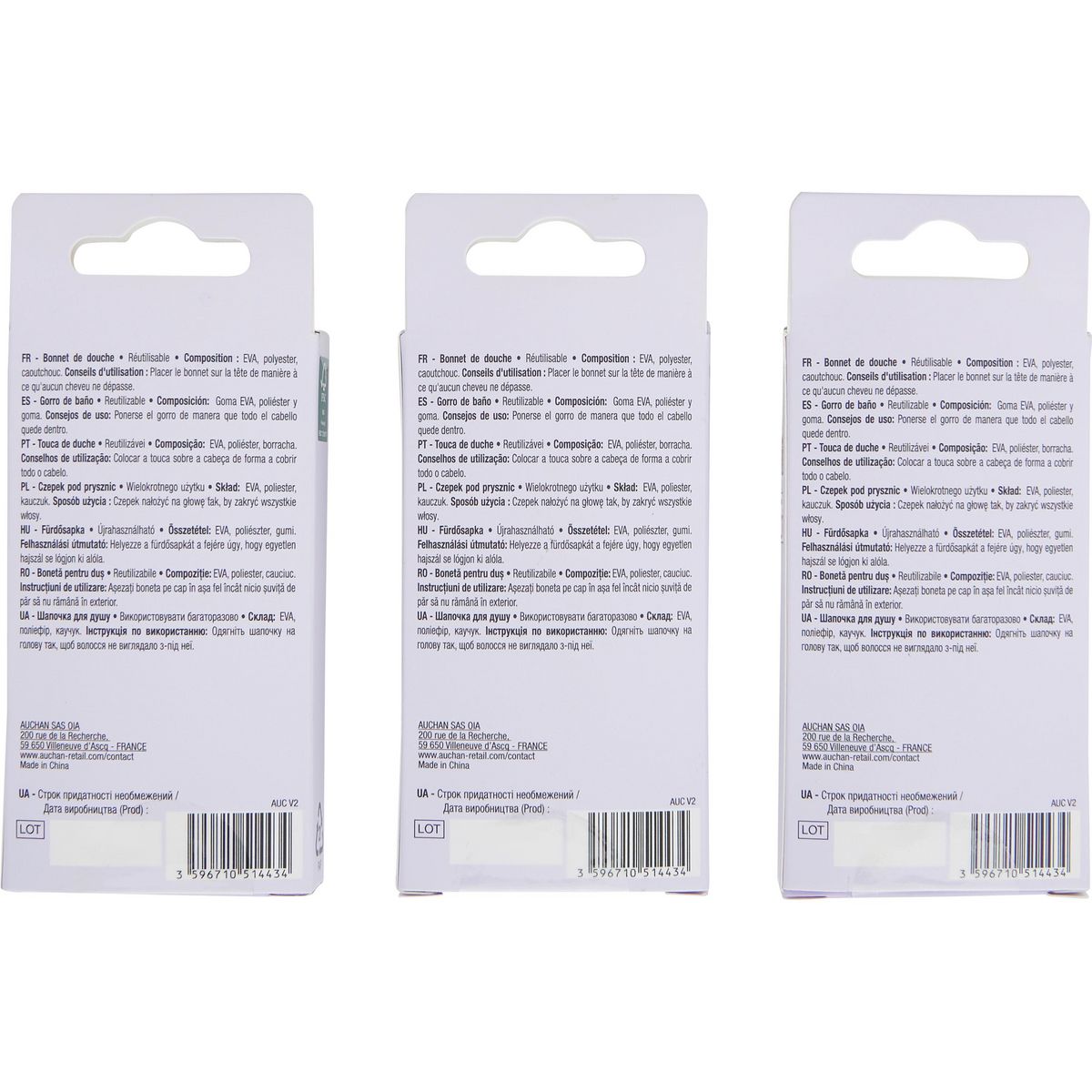 COSMIA Bonnet de douche coloris aléatoire 1 pièce