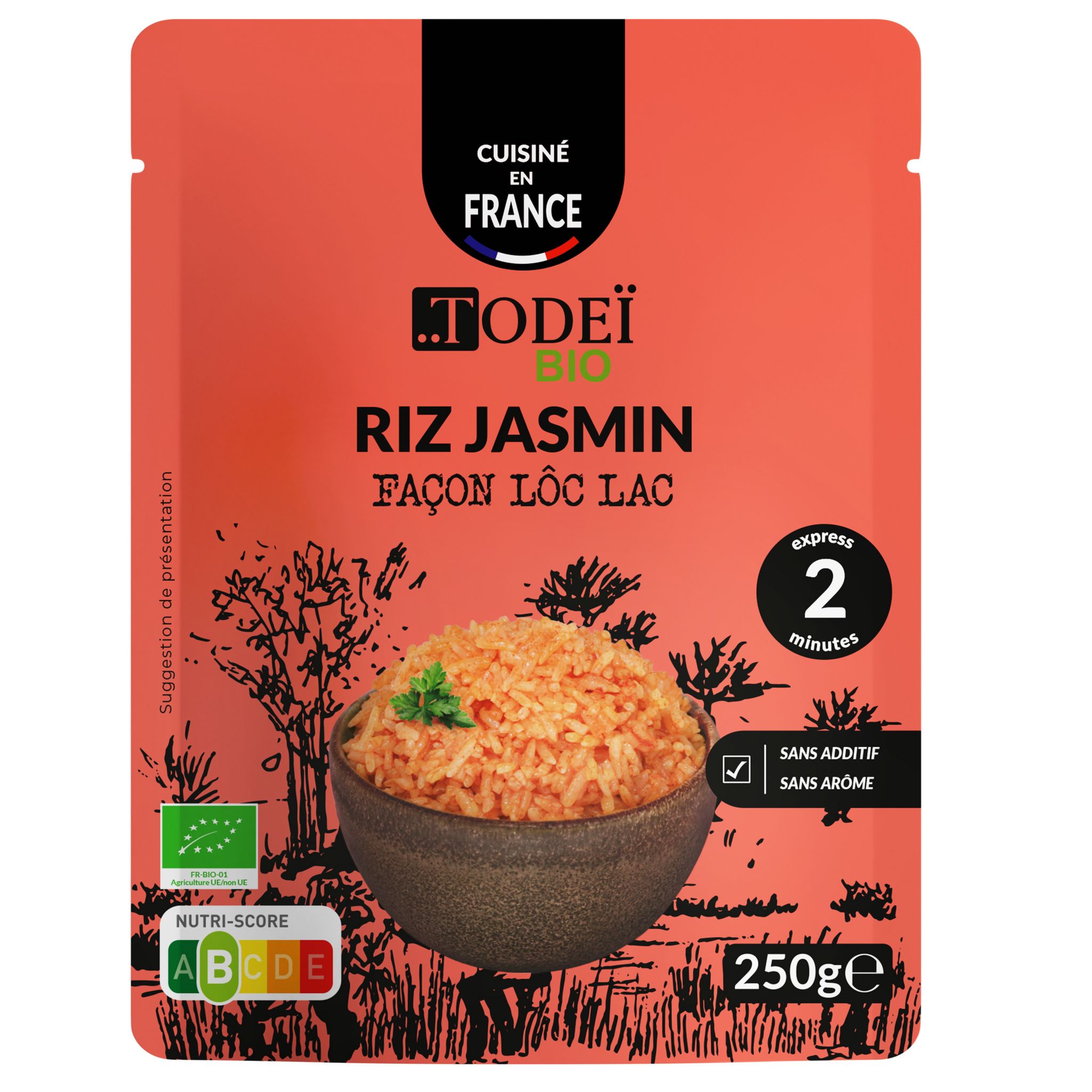 TODEI Riz jasmin bio façon Lôc Lac prêt en 2 min 250g