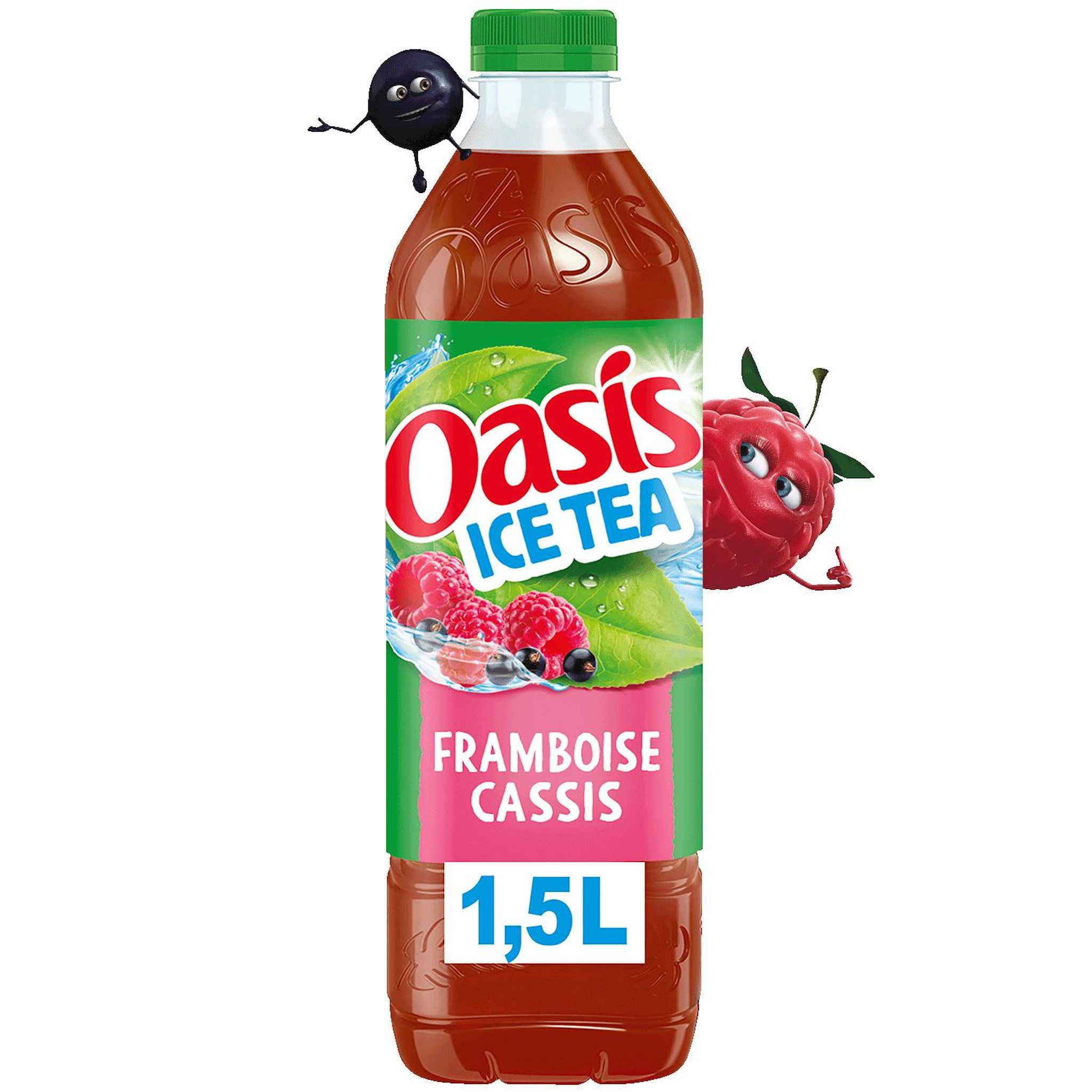 Voir la diapositive 3 : OASIS Ice Tea Boisson aux fruits et thé glacé saveur framboise cassis 1.5l