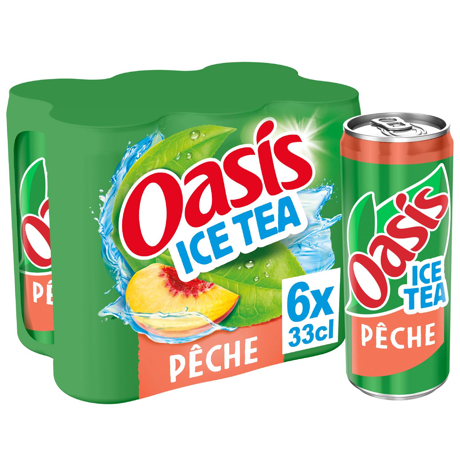 Voir la diapositive 3 : OASIS Ice Tea Boisson aux fruits et thé glacé saveur pêche boîtes 6x33cl