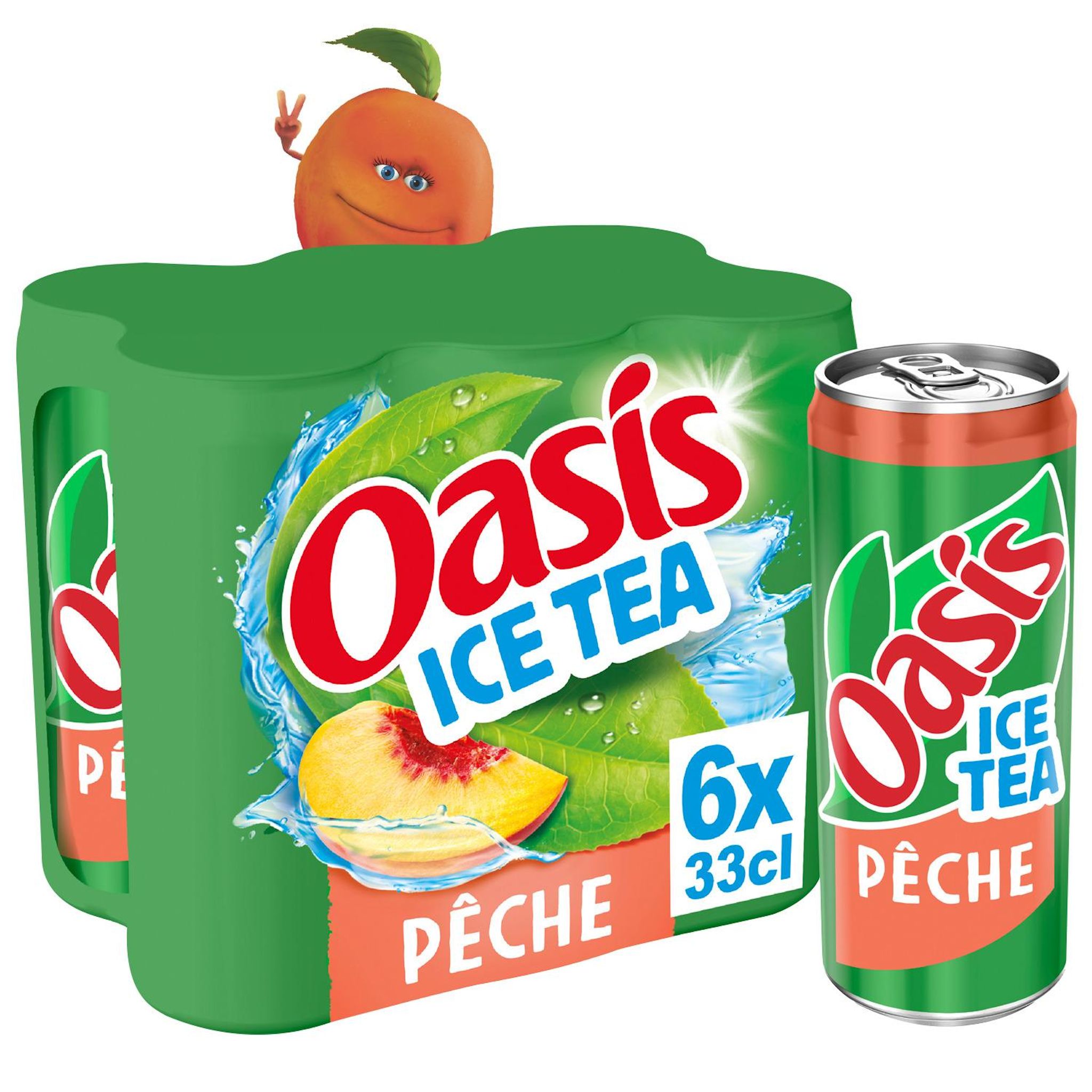 Voir la diapositive 3 : OASIS Ice Tea Boisson aux fruits et thé glacé saveur pêche boîtes 6x33cl