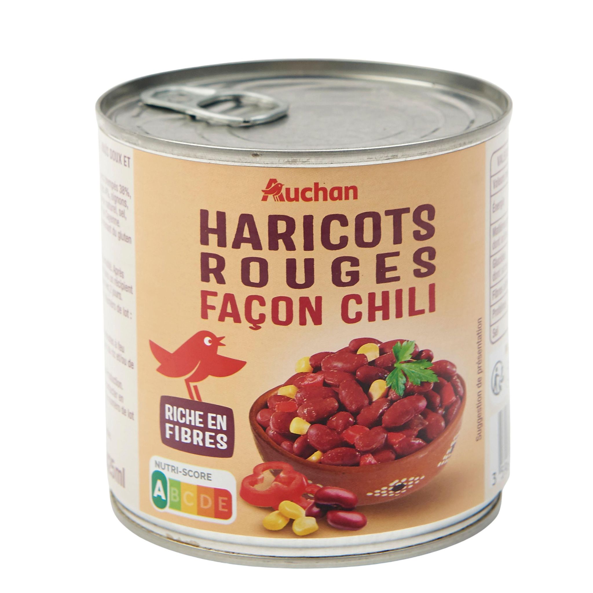 Voir la diapositive 2 : AUCHAN Haricots rouges façon chili 400g