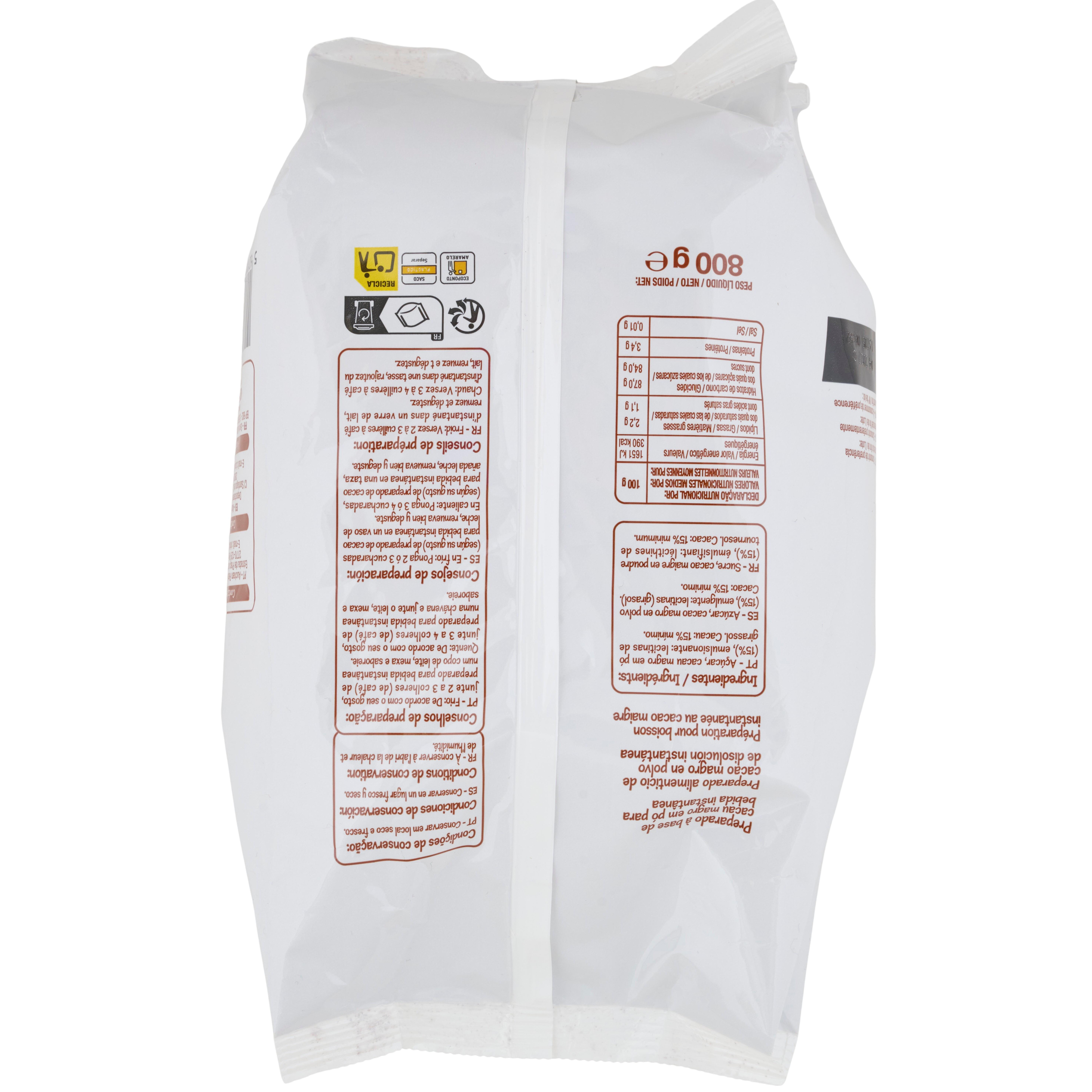 Voir la diapositive 2 : POUCE Chocolat instantané en poudre cacao maigre 800g