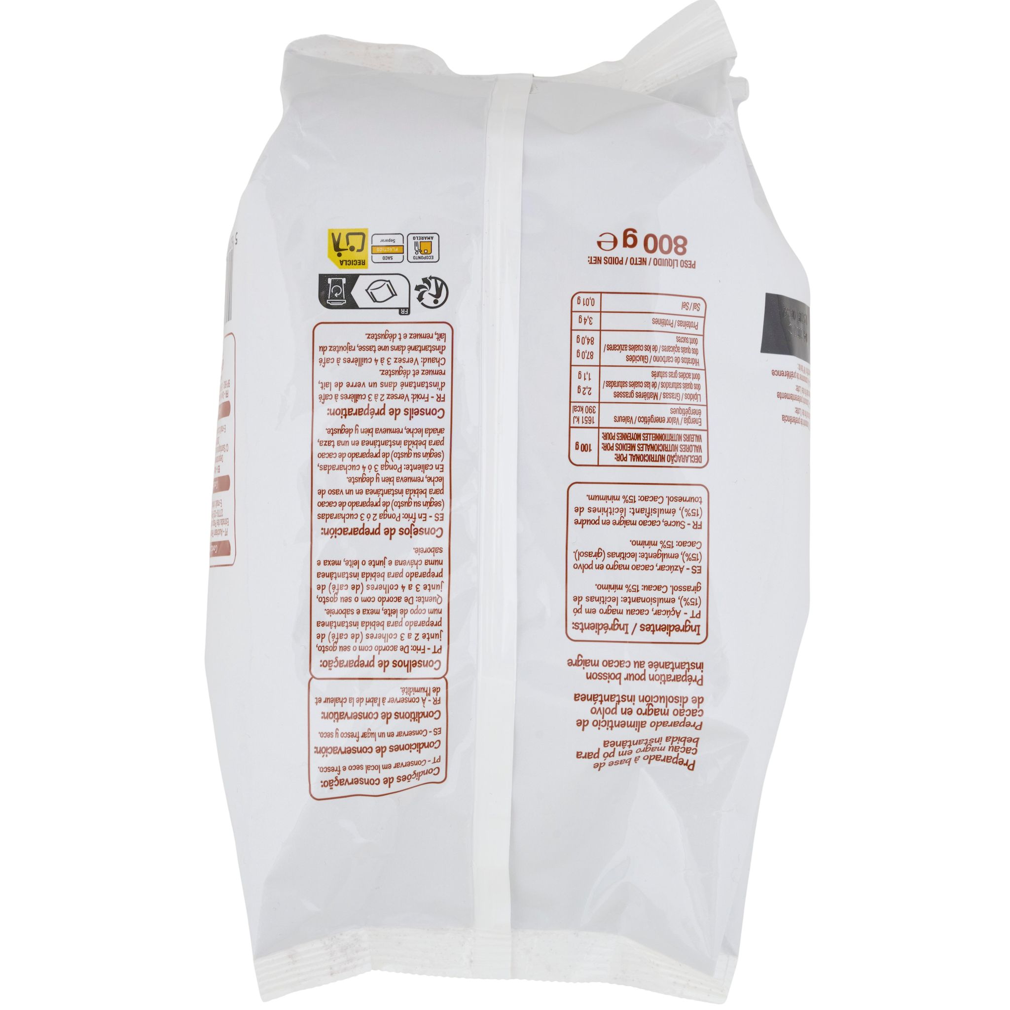 Voir la diapositive 2 : POUCE Chocolat instantané en poudre cacao maigre 800g