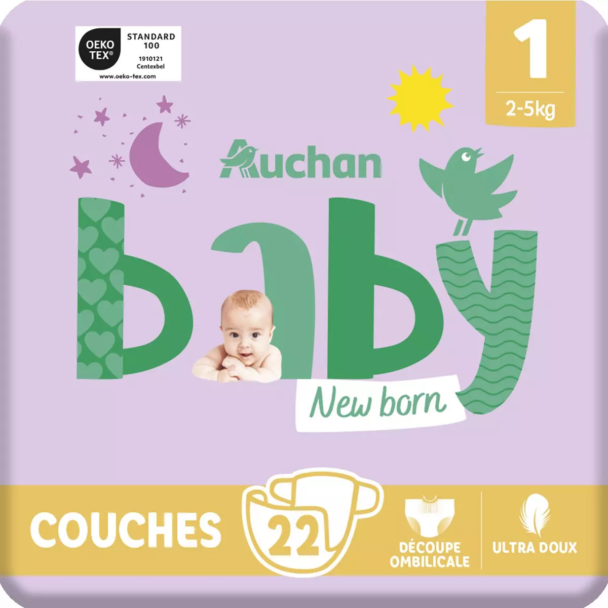 Couches New Baby Premium Protection, taille 1 : 2-5 kg 