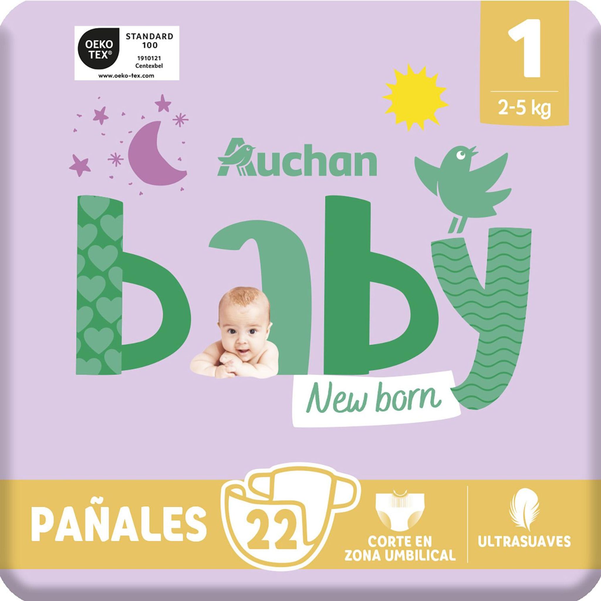 Voir la diapositive 10 : AUCHAN BABY Couches nouveau né taille 1 (2-5 kg) 22 couches