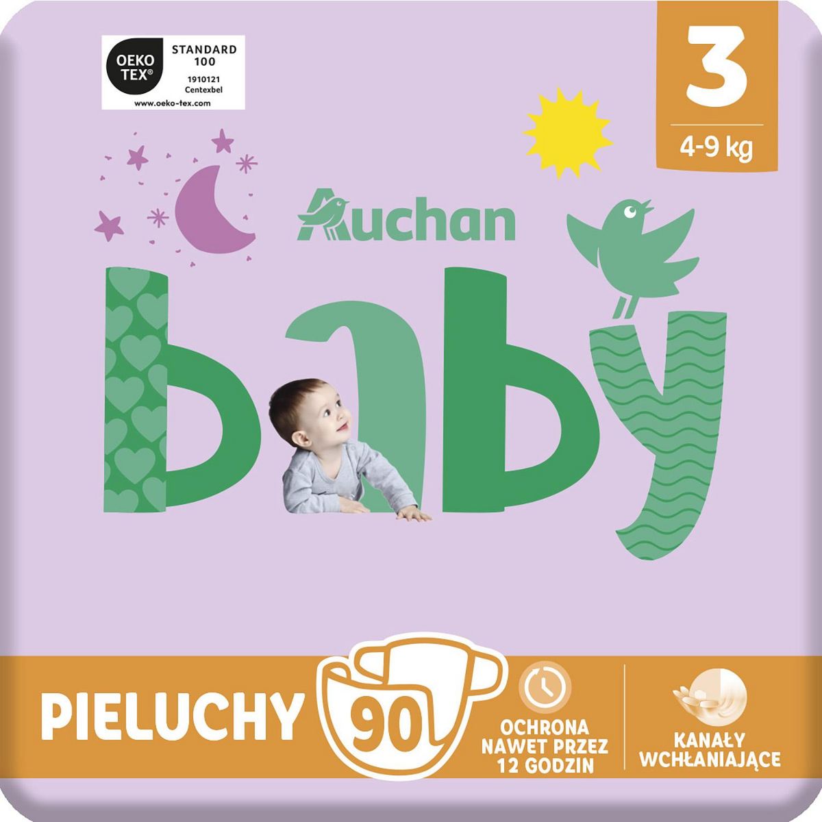 AUCHAN BABY Couches taille 3 (4-9kg) 90 couches