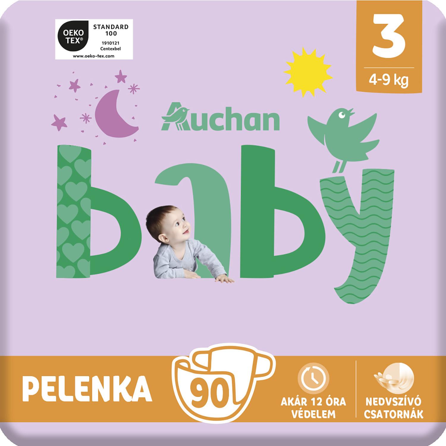 Voir la diapositive 6 : AUCHAN BABY Couches taille 3 (4-9kg) 90 couches