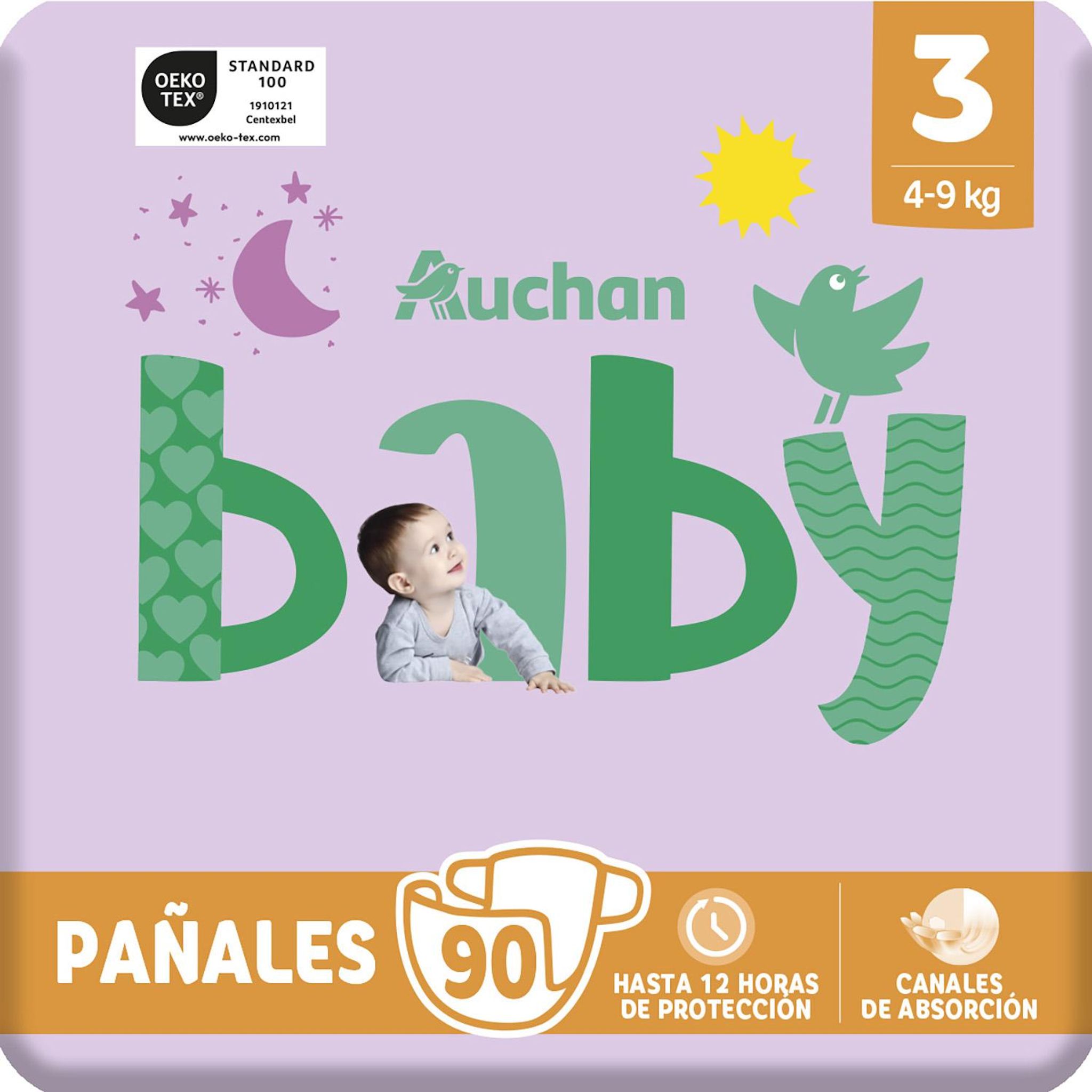 Voir la diapositive 10 : AUCHAN BABY Couches taille 3 (4-9kg) 90 couches