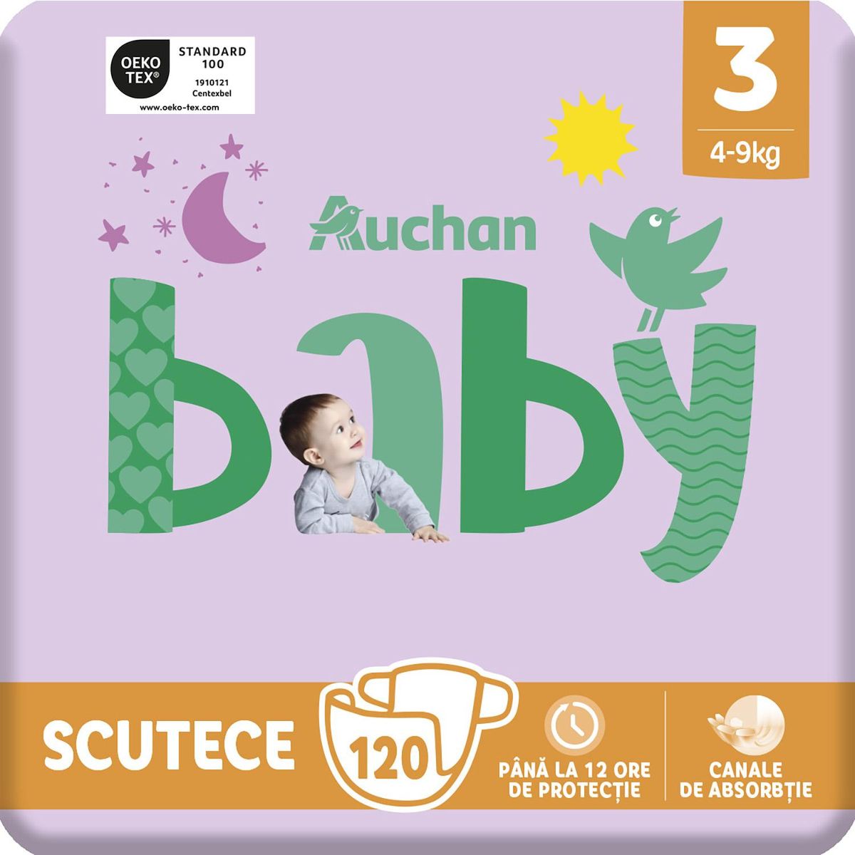 AUCHAN BABY Couches taille 3 (4-9kg) 120 couches