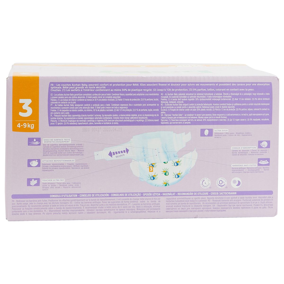 AUCHAN BABY Couches taille 3 (4-9kg) 120 couches