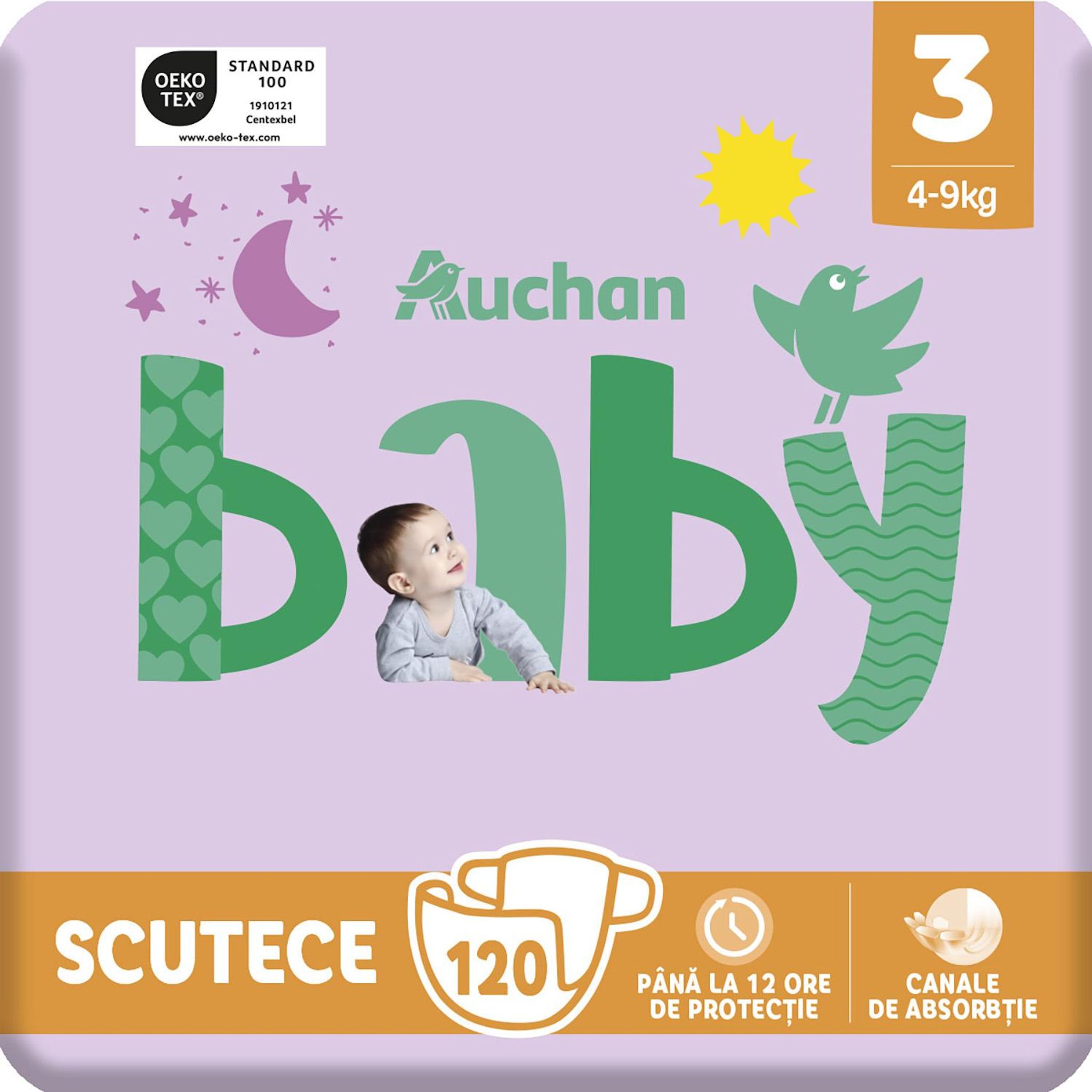 Voir la diapositive 4 : AUCHAN BABY Couches taille 3 (4-9kg) 120 couches