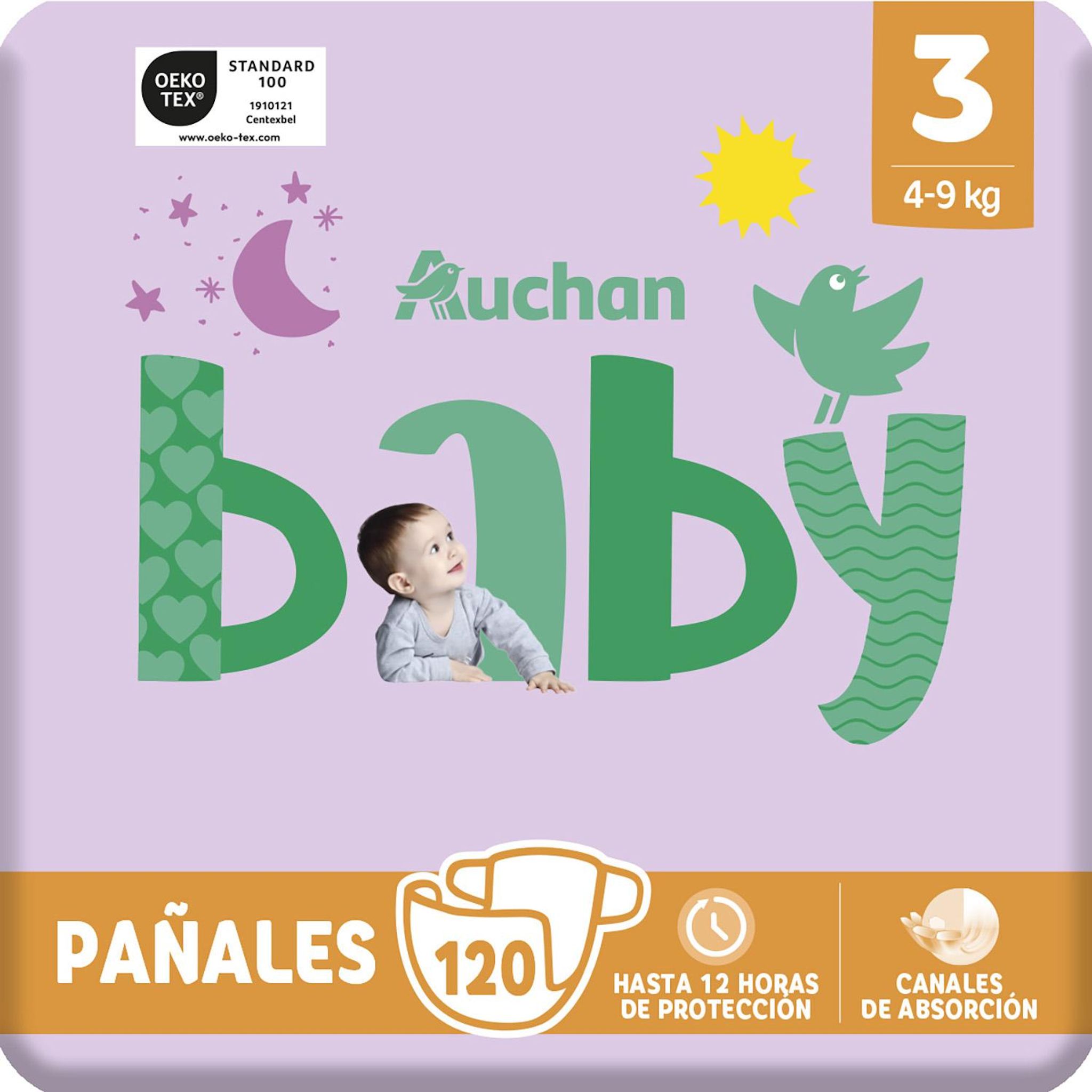 Voir la diapositive 10 : AUCHAN BABY Couches taille 3 (4-9kg) 120 couches