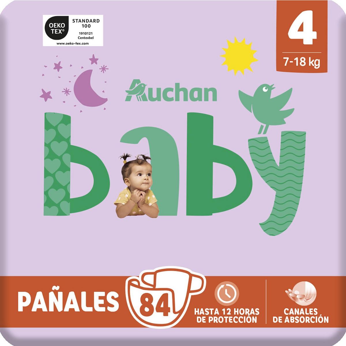 AUCHAN BABY Couches taille 4 (7-18kg) 84 couches