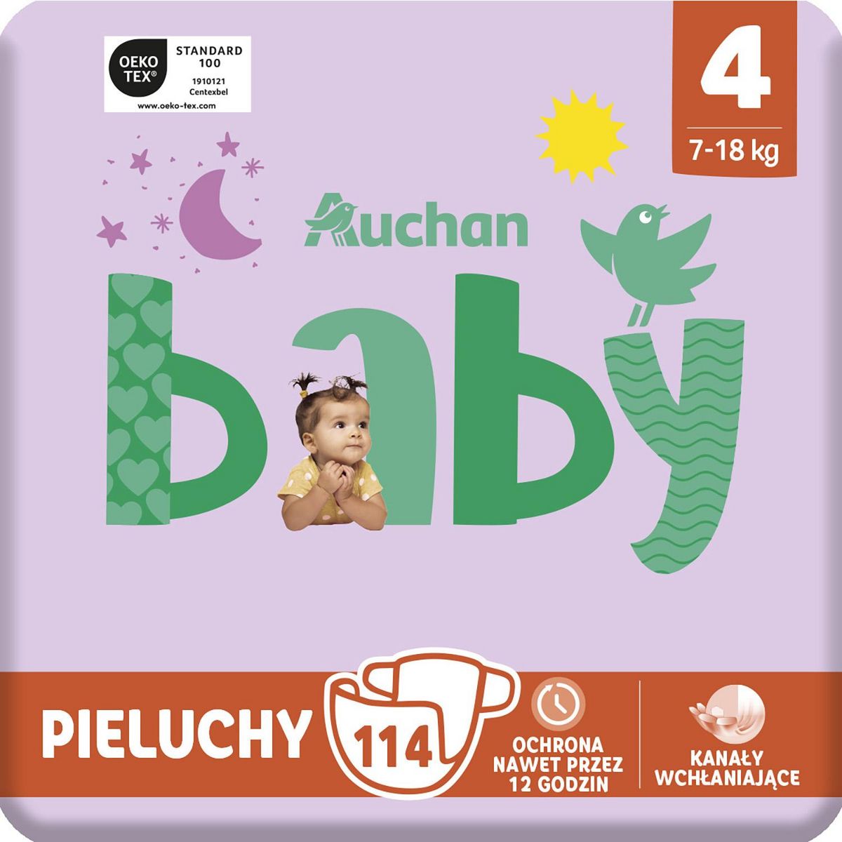 AUCHAN BABY Couches taille 4 (7-18kg) 114 couches