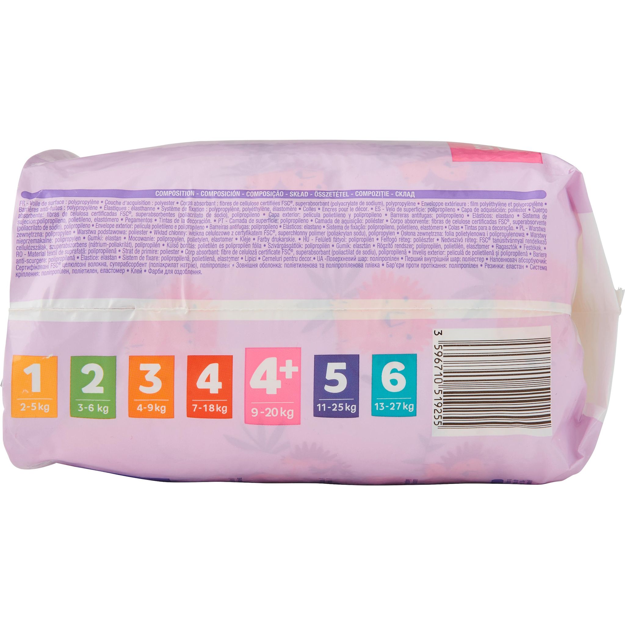 Voir la diapositive 8 : AUCHAN BABY Couches taille 4+ (9-20kg) 40 couches