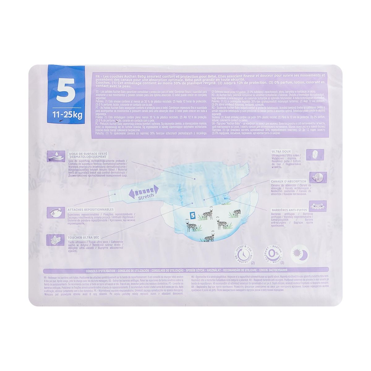 AUCHAN BABY Couches taille 5 (11-25kg) 38 couches