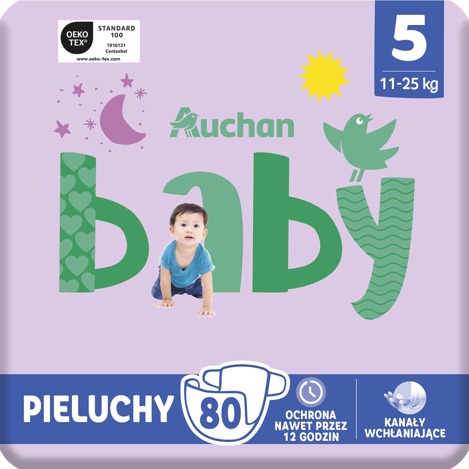 Voir la diapositive 6 : AUCHAN BABY Couches taille 5 (11-25kg) 80 couches