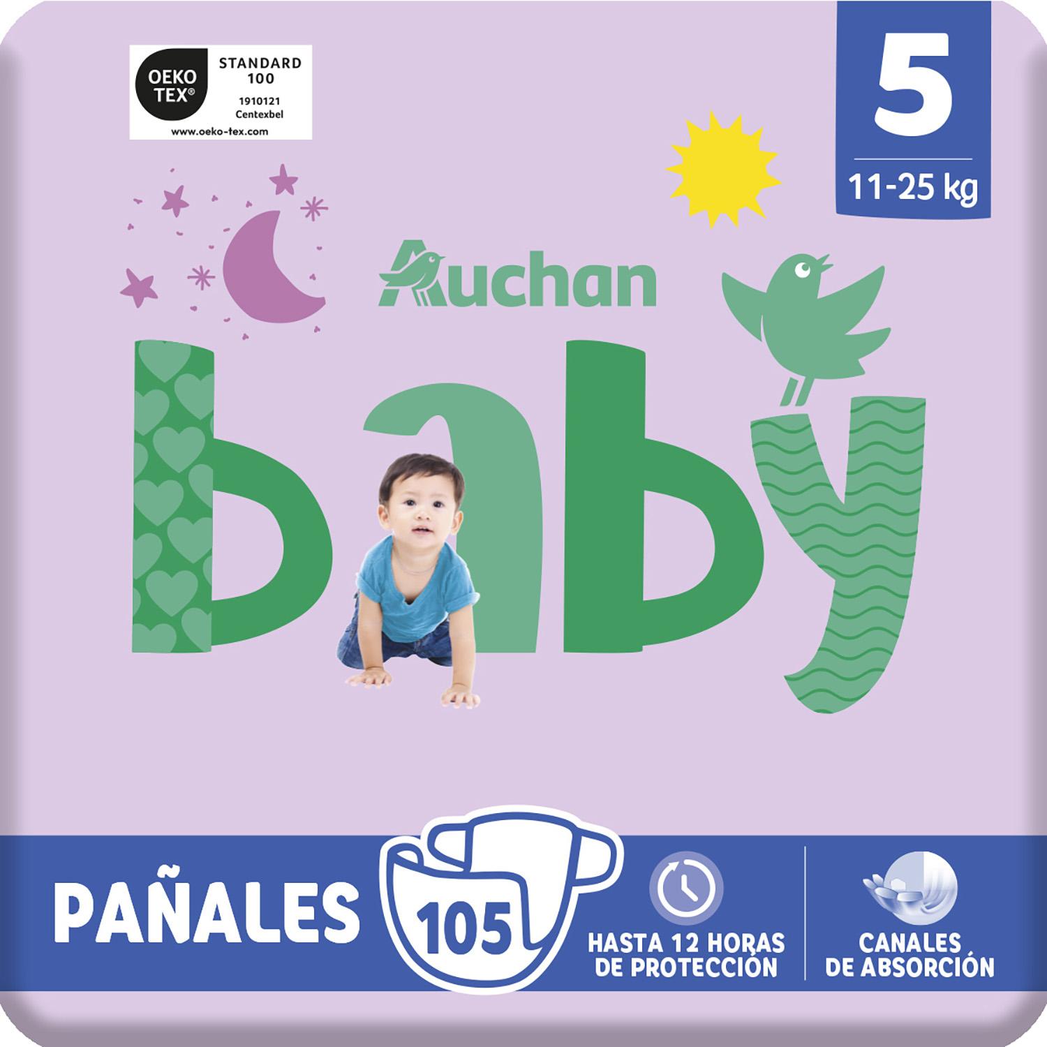 Voir la diapositive 2 : AUCHAN BABY Couches taille 5 (11-25kg) 105 couches