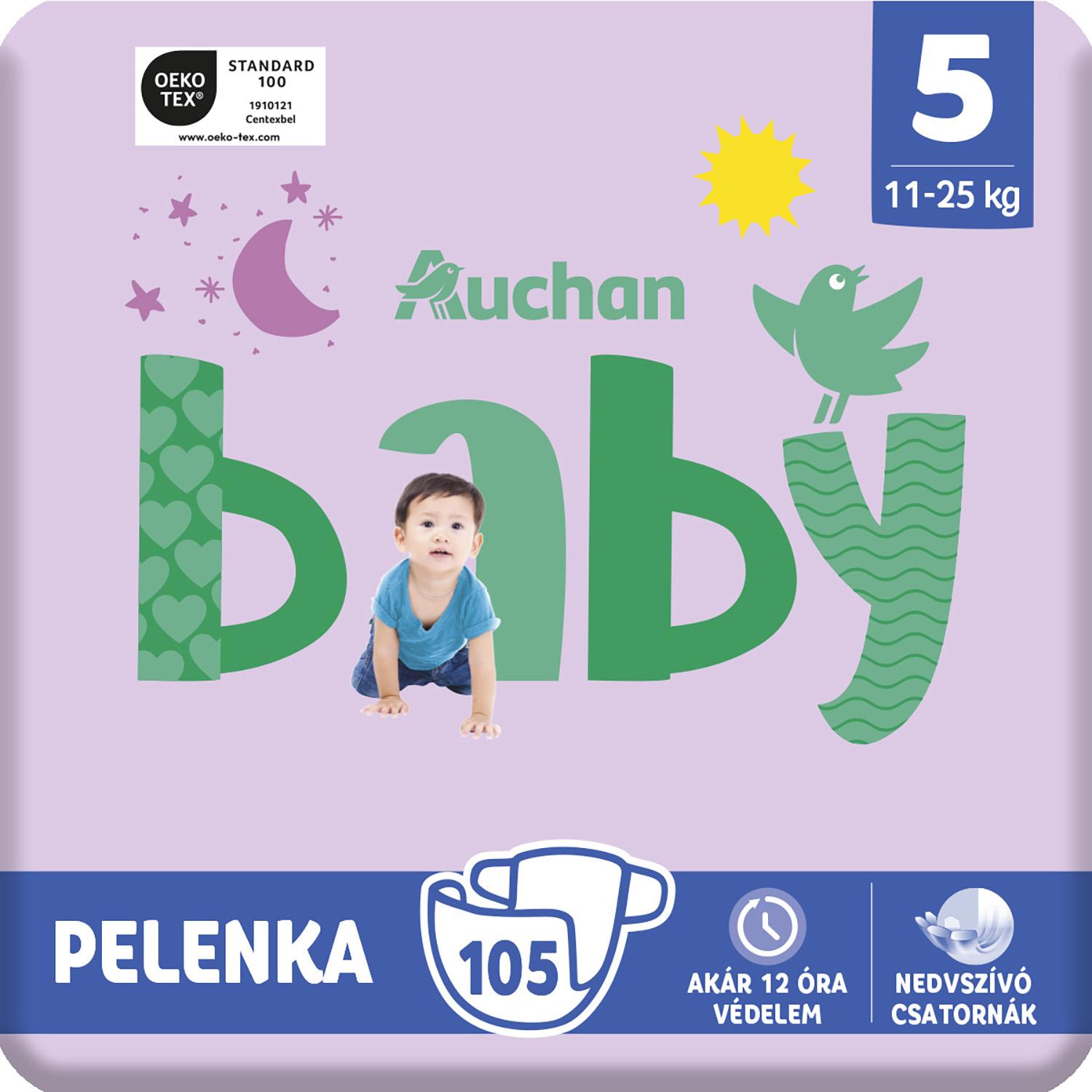Voir la diapositive 4 : AUCHAN BABY Couches taille 5 (11-25kg) 105 couches