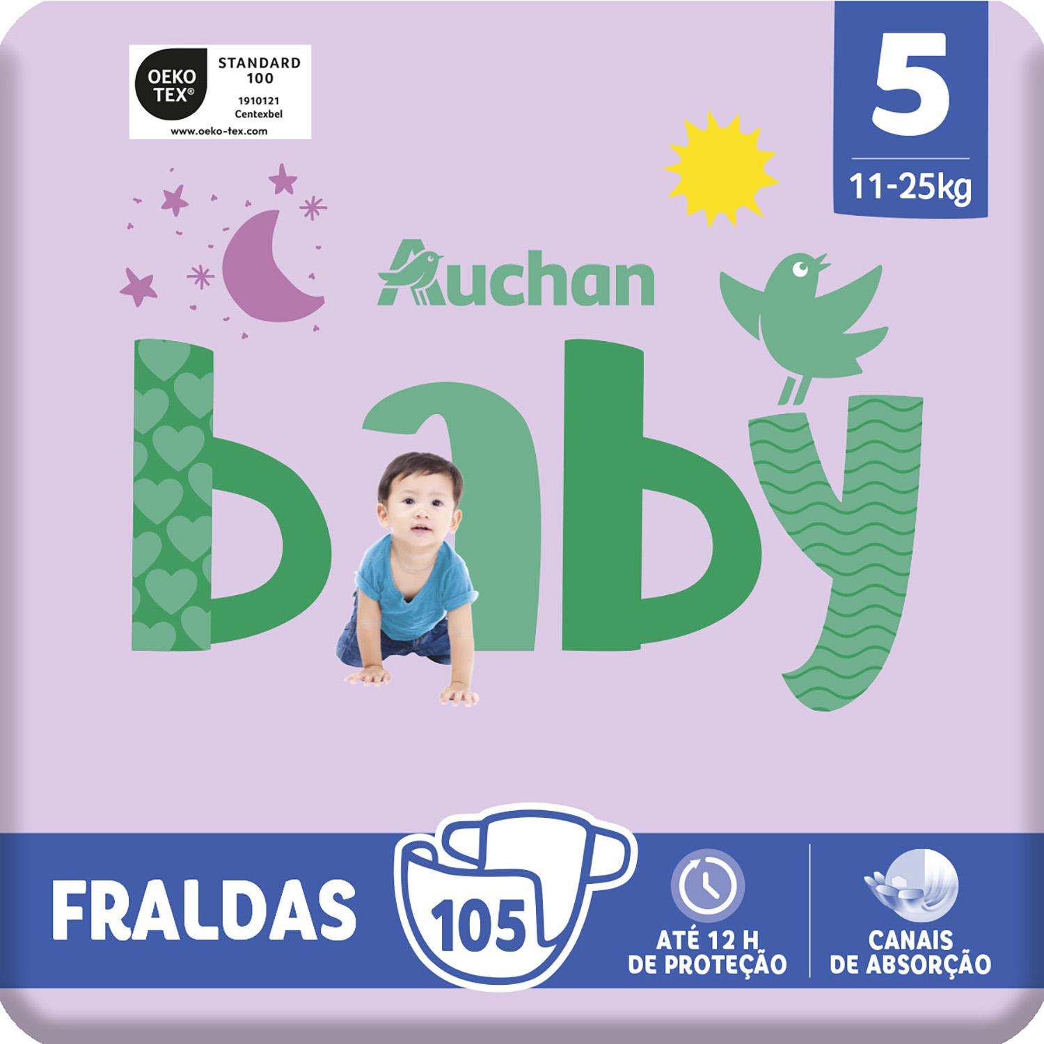 Voir la diapositive 9 : AUCHAN BABY Couches taille 5 (11-25kg) 105 couches