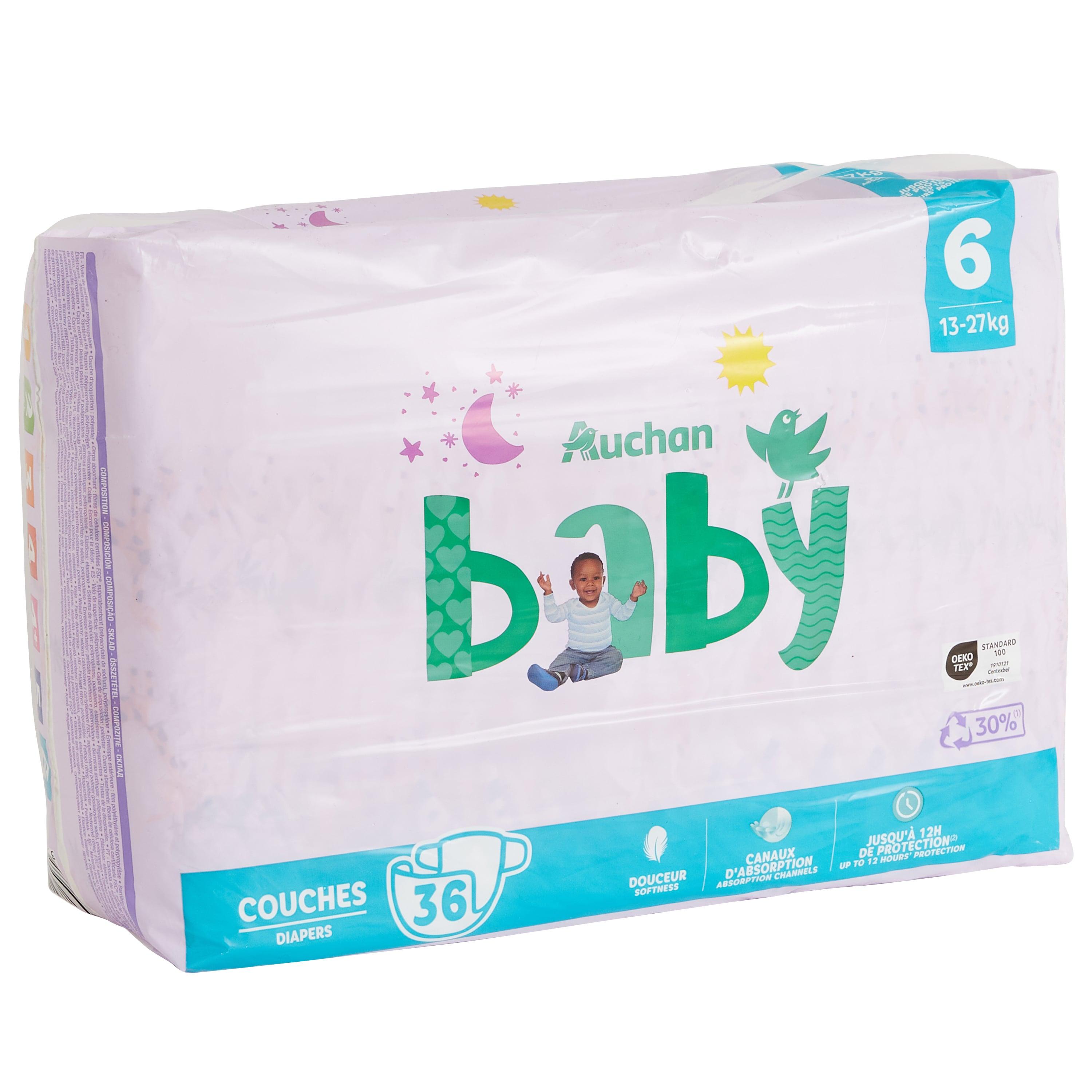 Voir la diapositive 3 : AUCHAN BABY Couche taille 6 (13-27kg) 36 pièces