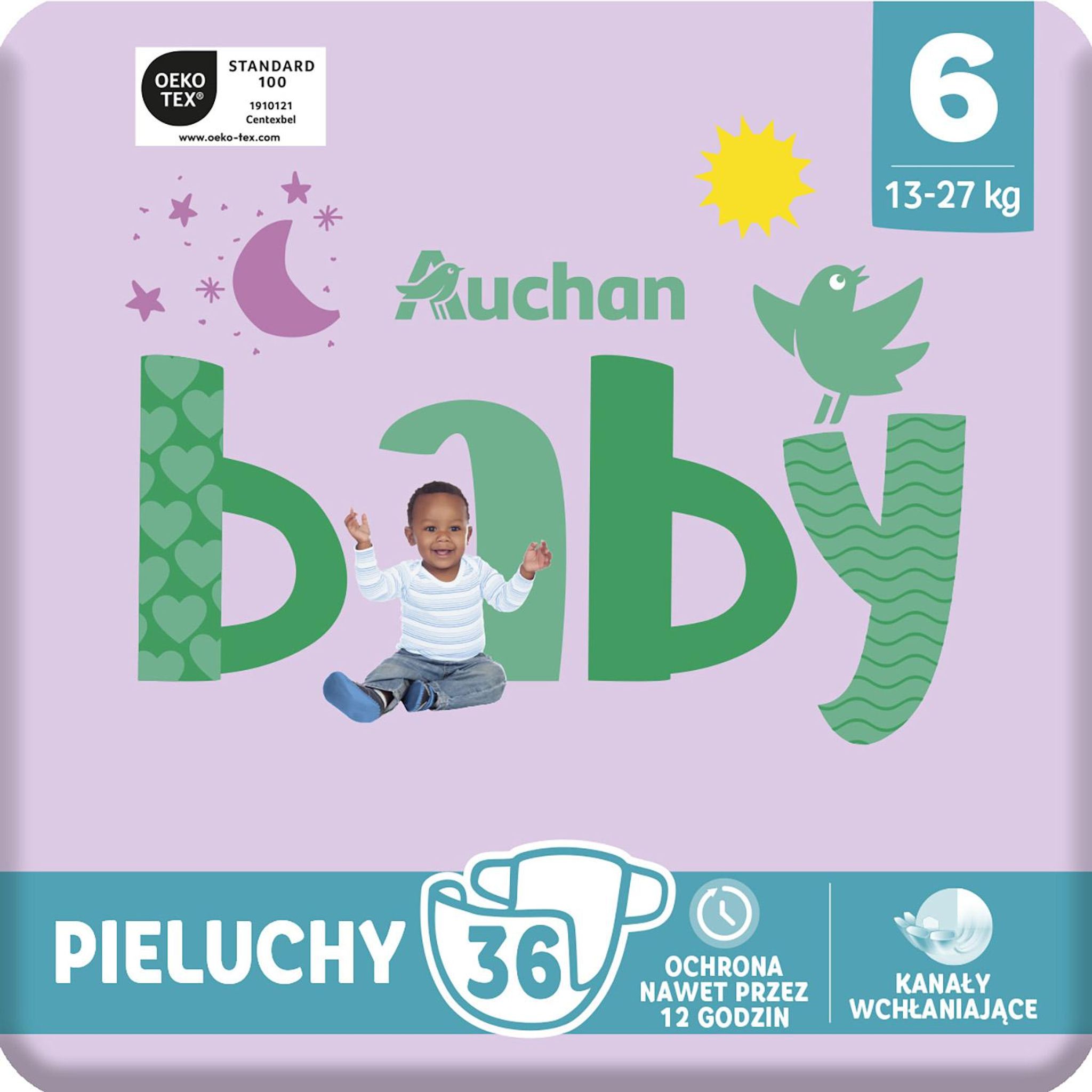 Voir la diapositive 4 : AUCHAN BABY Couche taille 6 (13-27kg) 36 pièces