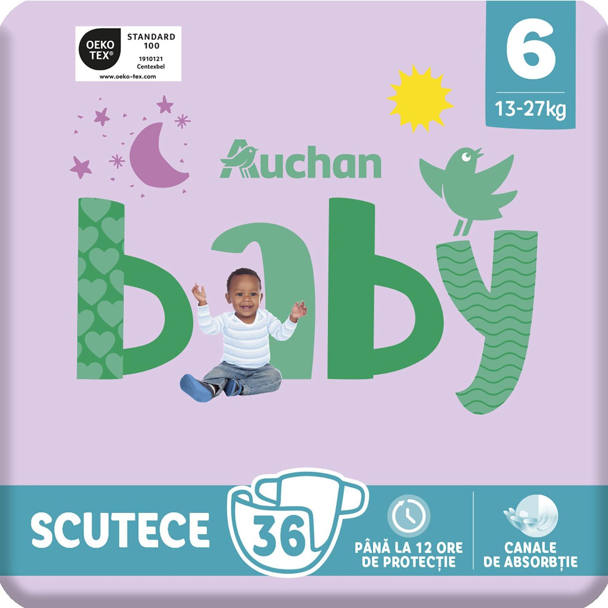 Voir la diapositive 6 : AUCHAN BABY Couche taille 6 (13-27kg) 36 pièces