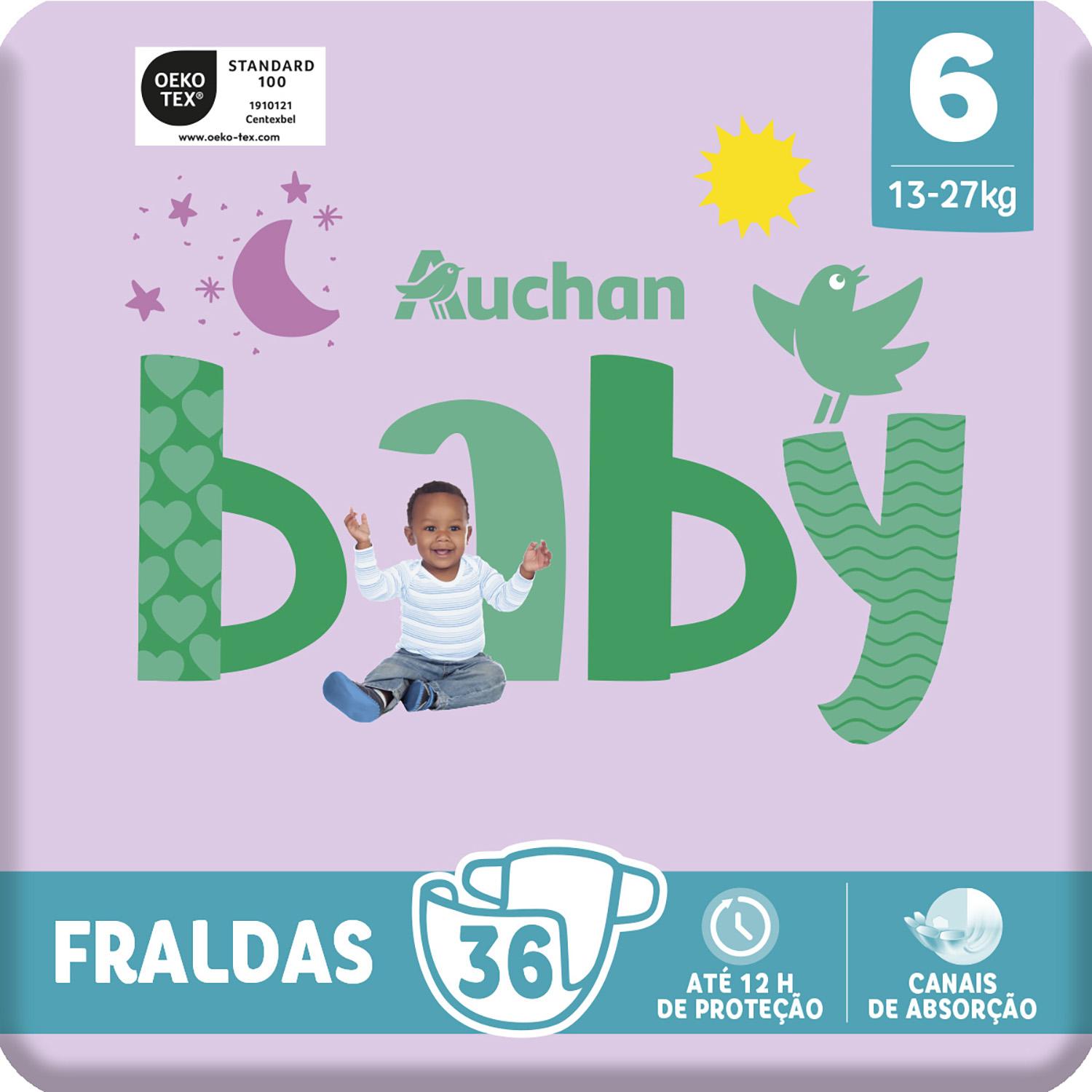 Voir la diapositive 10 : AUCHAN BABY Couche taille 6 (13-27kg) 36 pièces