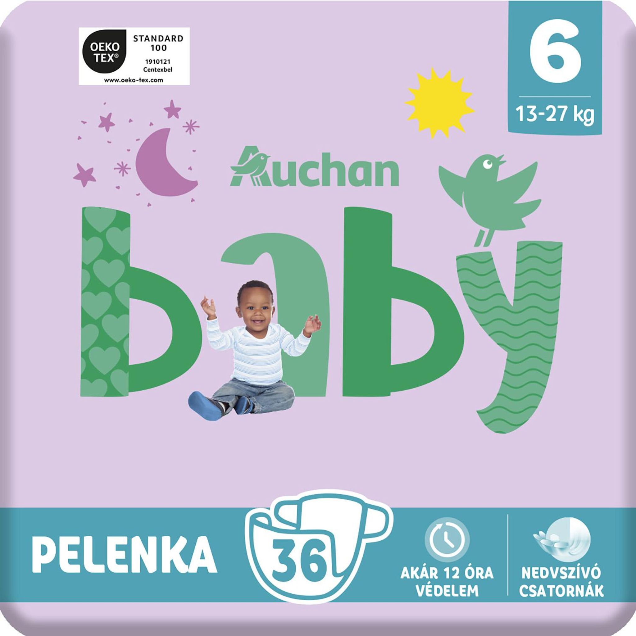 Voir la diapositive 10 : AUCHAN BABY Couche taille 6 (13-27kg) 36 pièces