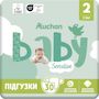 Voir la diapositive 9 : AUCHAN BABY Sensitive Couche taille 2 (3-6kg) 30 pièces