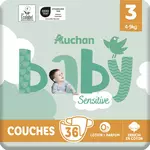 AUCHAN BABY Sensitive Couche taille 3 (4-9kg) 36 pièces