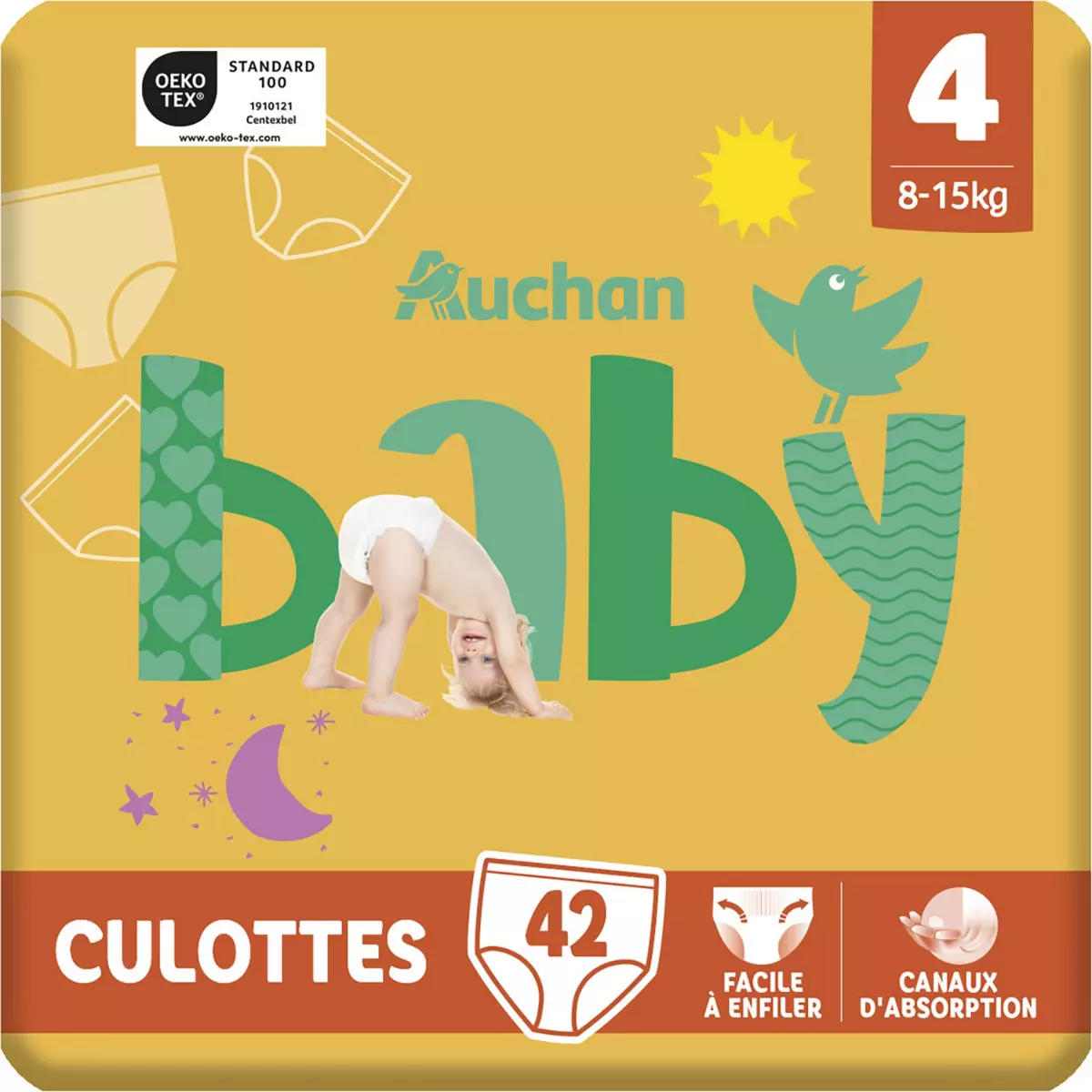 AUCHAN BABY Culotte pour bébé taille 4 (8-15kg) 42 pièces