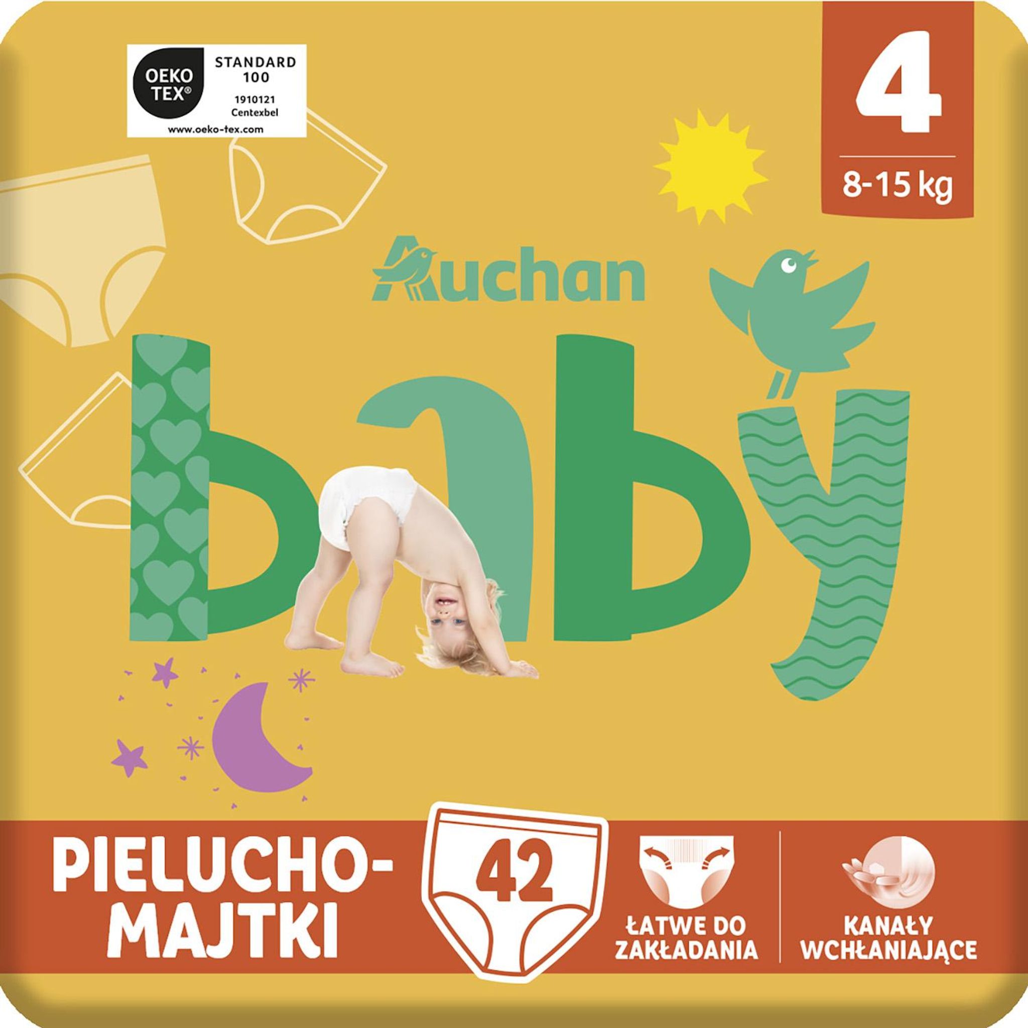 Voir la diapositive 4 : AUCHAN BABY Culotte pour bébé taille 4 (8-15kg) 42 pièces