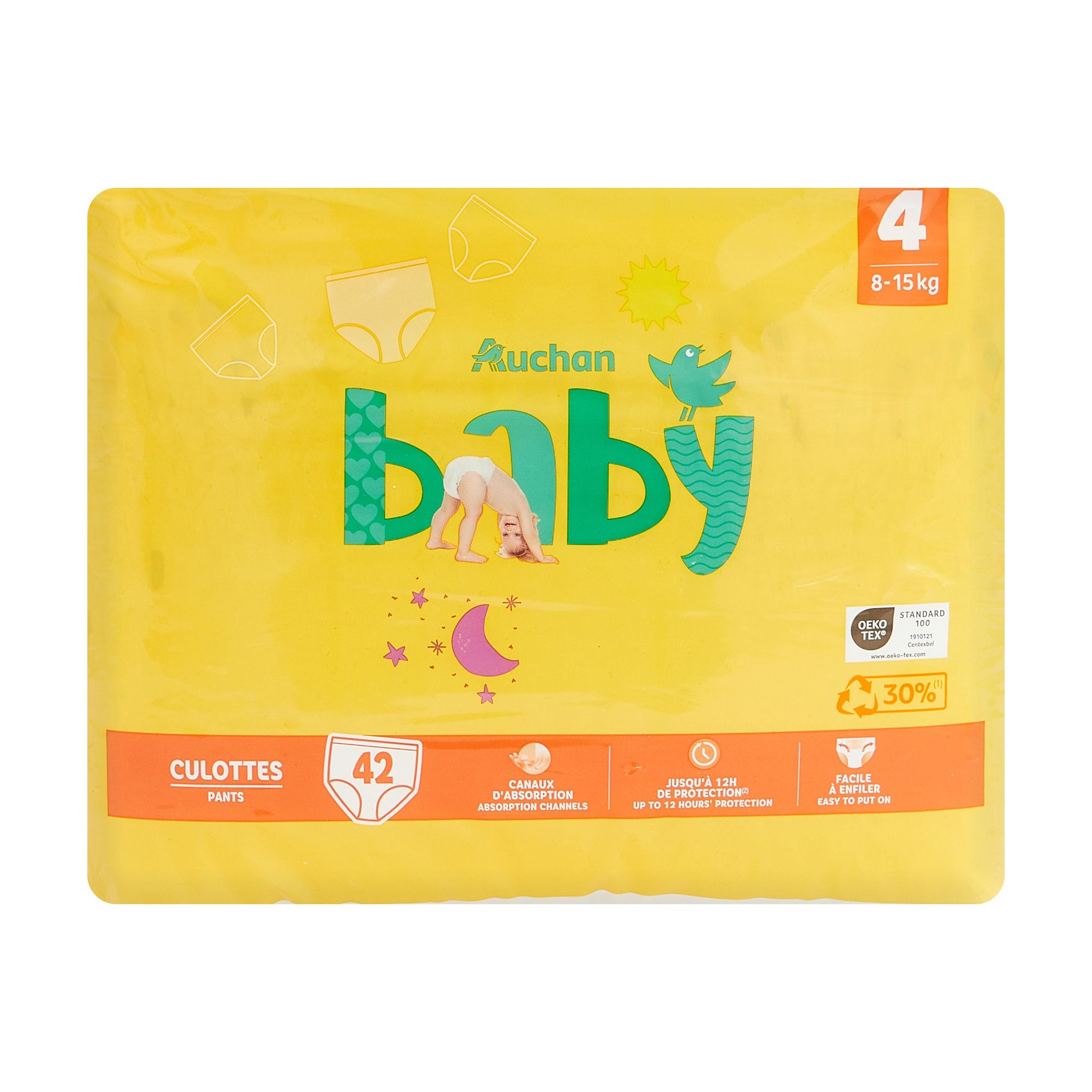 Voir la diapositive 5 : AUCHAN BABY Culotte pour bébé taille 4 (8-15kg) 42 pièces