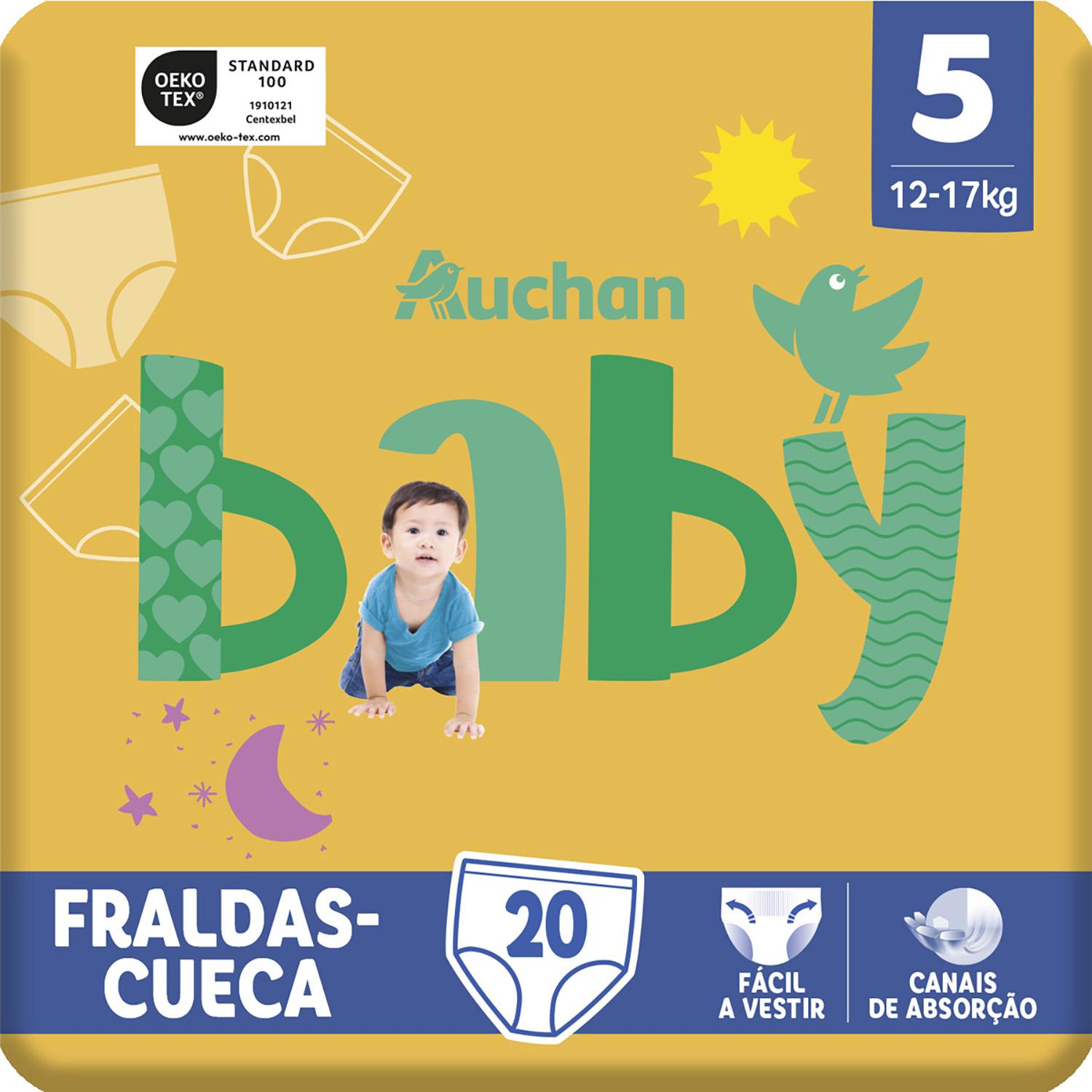 Voir la diapositive 5 : AUCHAN BABY Culotte pour bébé taille 5 (12-17kg) 20 pièces