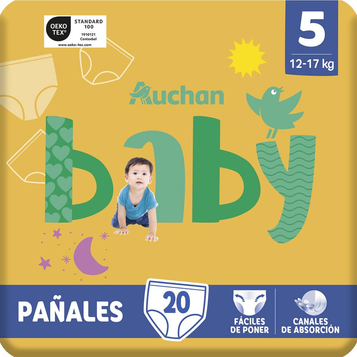 AUCHAN BABY Culotte pour bébé taille 5 (12-17kg) 20 pièces