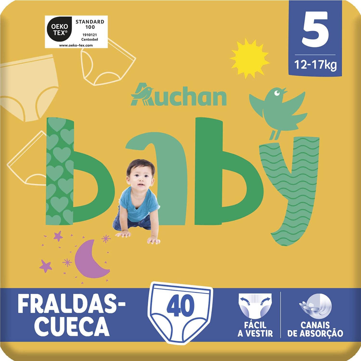 Voir la diapositive 2 : AUCHAN BABY Culotte pour bébé taille 5 (12-17kg) 40 pièces