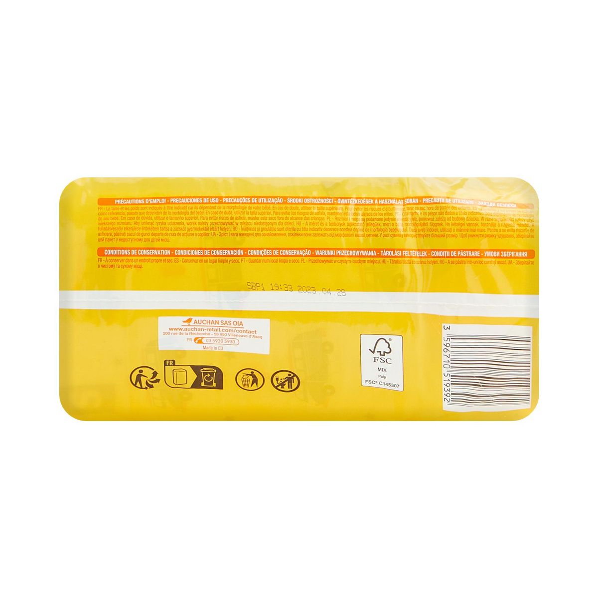 AUCHAN BABY Culotte pour bébé taille 5 (12-17kg) 40 pièces