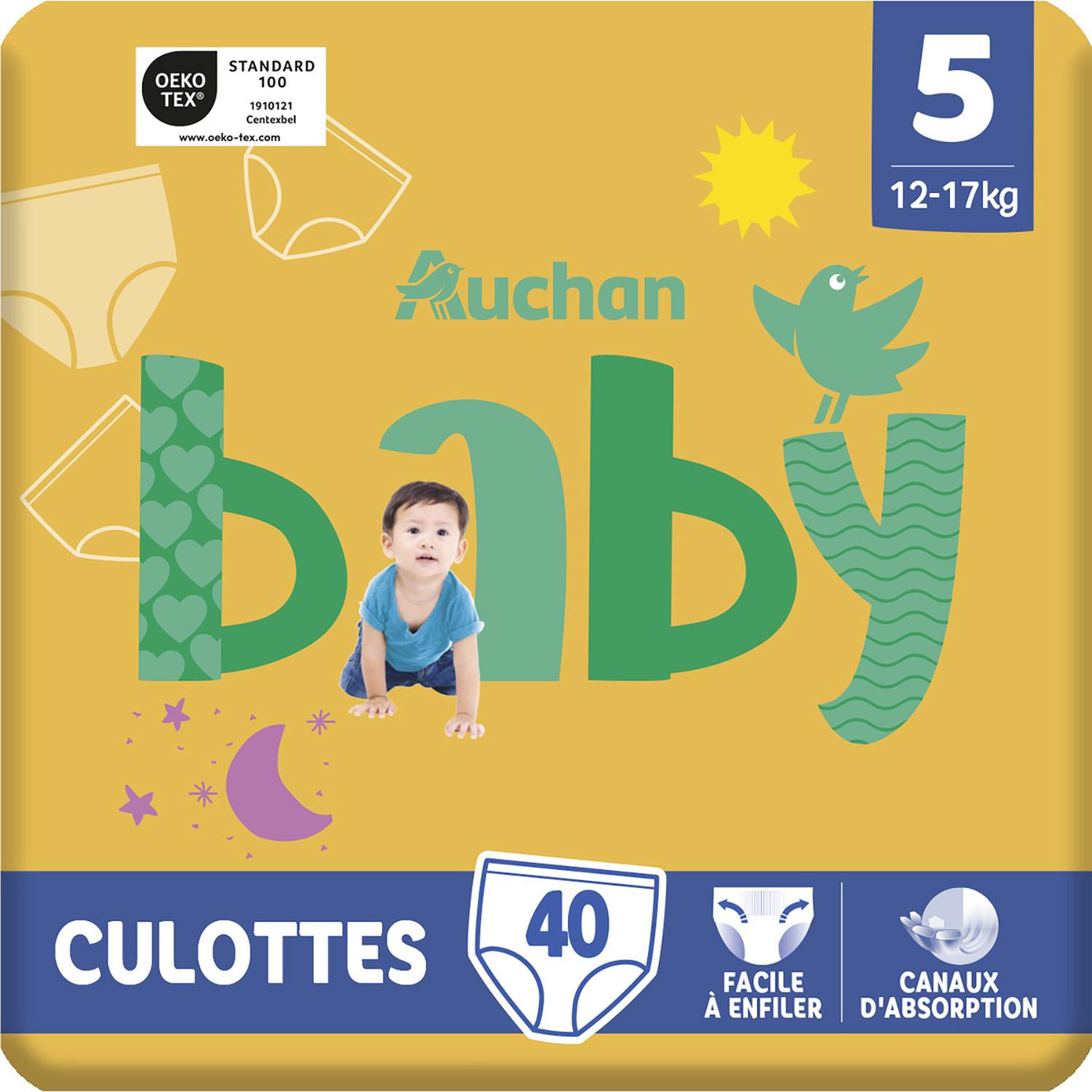 Voir la diapositive 10 : AUCHAN BABY Culotte pour bébé taille 5 (12-17kg) 40 pièces