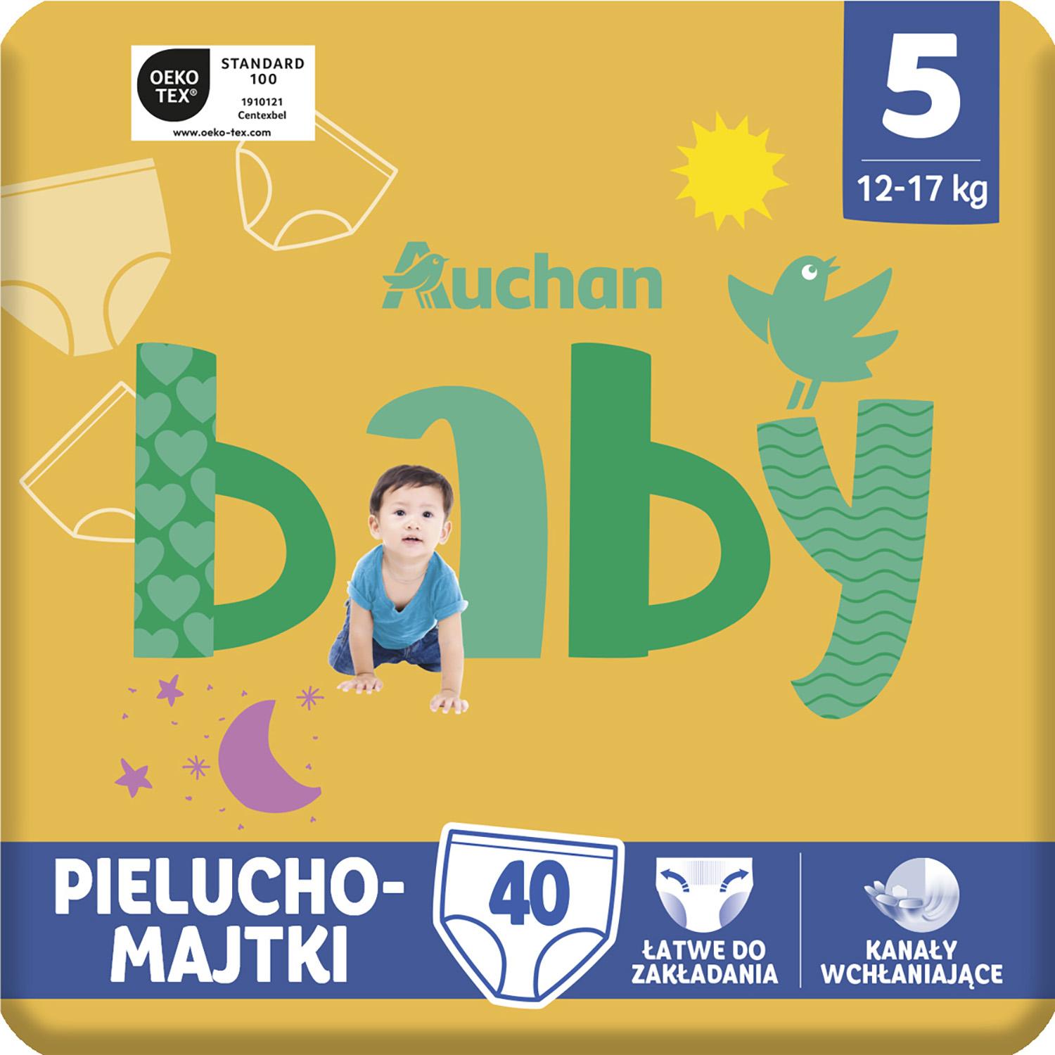 Voir la diapositive 11 : AUCHAN BABY Culotte pour bébé taille 5 (12-17kg) 40 pièces