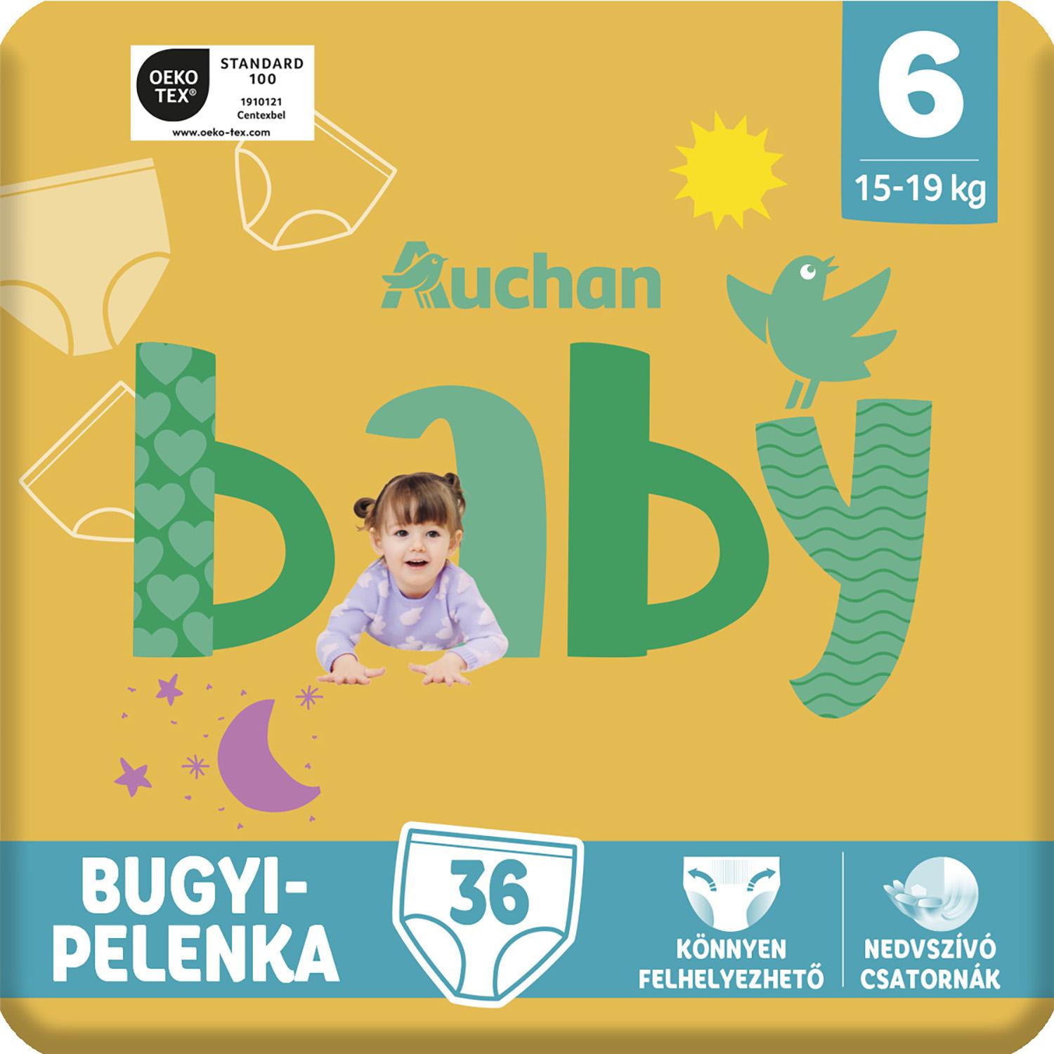Voir la diapositive 7 : AUCHAN BABY Culotte pour bébé taille 6 (15-19kg) 36 pièces