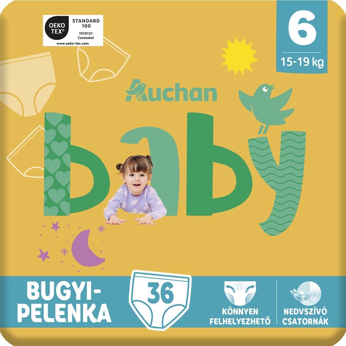 AUCHAN BABY Culotte pour bébé taille 6 (15-19kg) 36 pièces