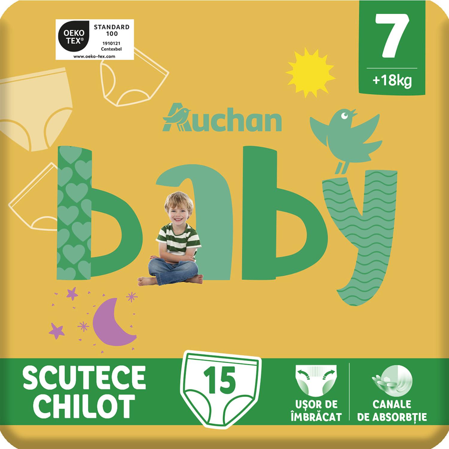 Voir la diapositive 2 : AUCHAN BABY Culotte pour bébé taille 7 (+18kg) 15 pièces