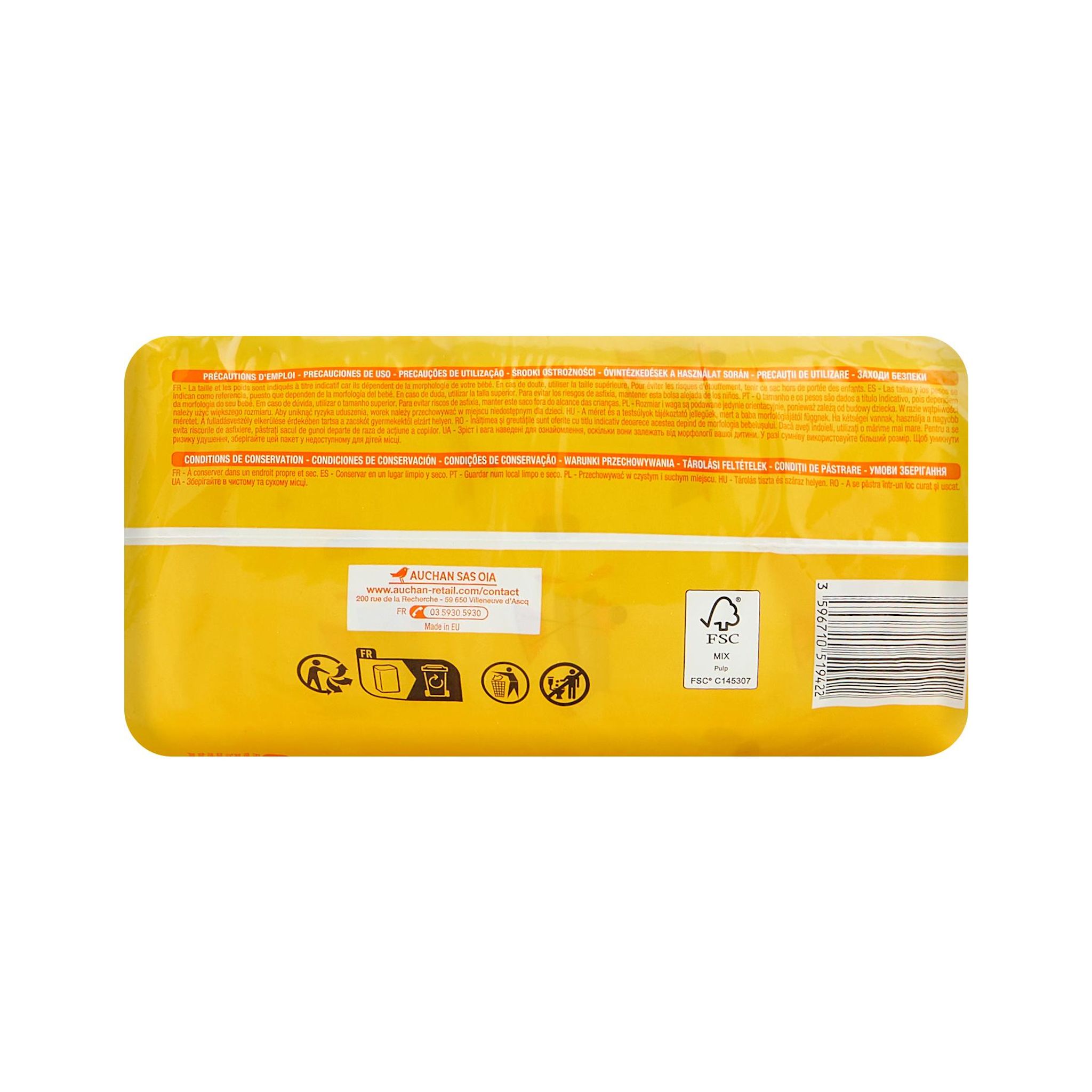 Voir la diapositive 3 : AUCHAN BABY Culotte pour bébé taille 7 (+18kg) 15 pièces