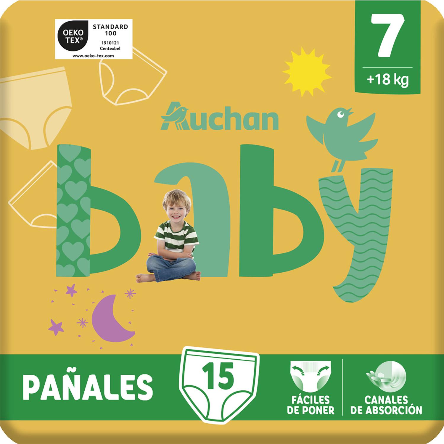 Voir la diapositive 6 : AUCHAN BABY Culotte pour bébé taille 7 (+18kg) 15 pièces