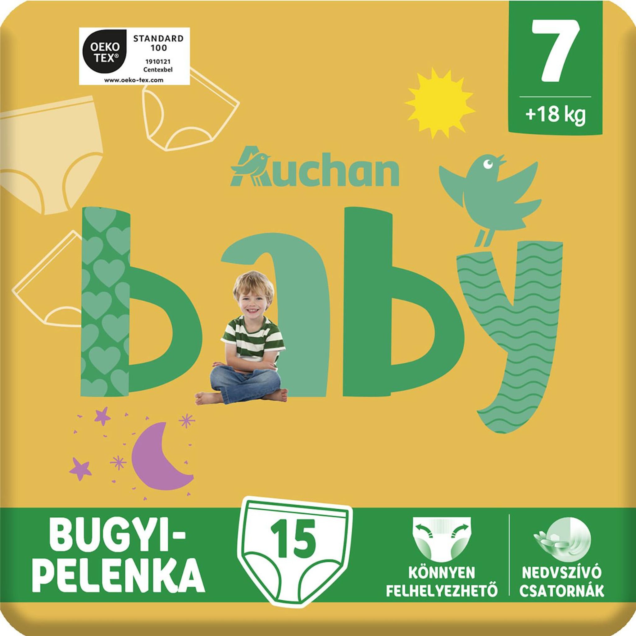 Voir la diapositive 7 : AUCHAN BABY Culotte pour bébé taille 7 (+18kg) 15 pièces