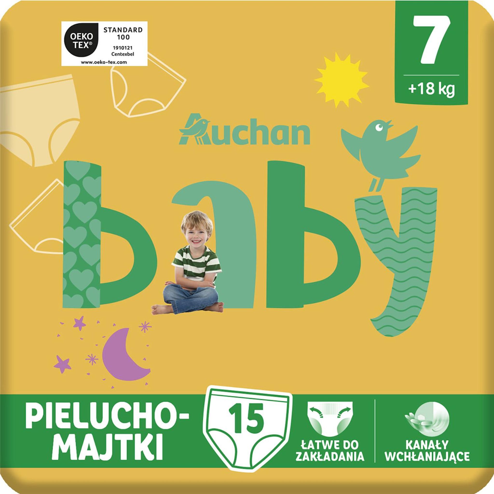 Voir la diapositive 10 : AUCHAN BABY Culotte pour bébé taille 7 (+18kg) 15 pièces