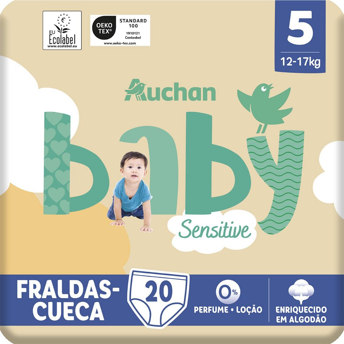AUCHAN BABY Sensitive Culotte pour bébé taille 5 (12-17kg) 20 pièces