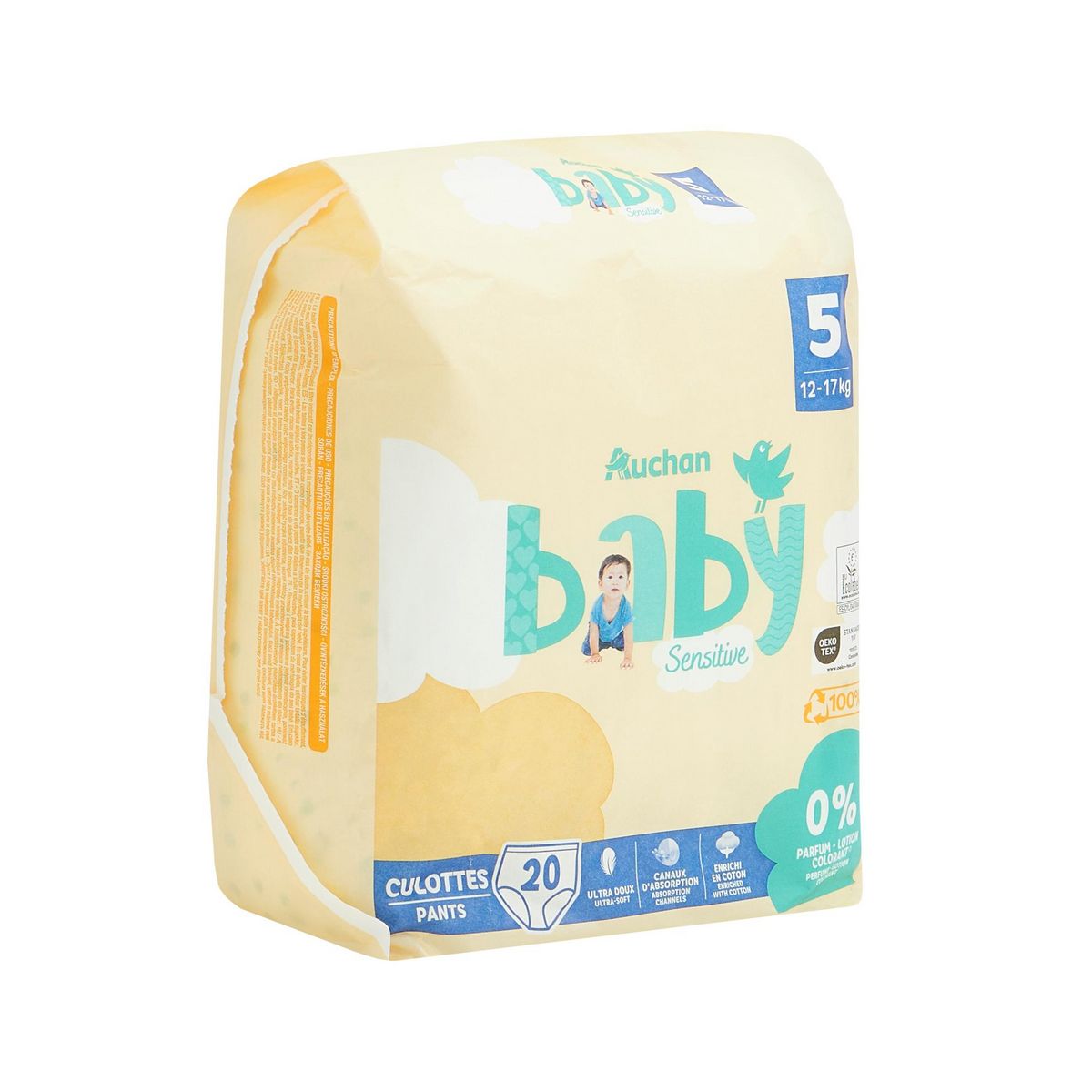 AUCHAN BABY Sensitive Culotte pour bébé taille 5 (12-17kg) 20 pièces